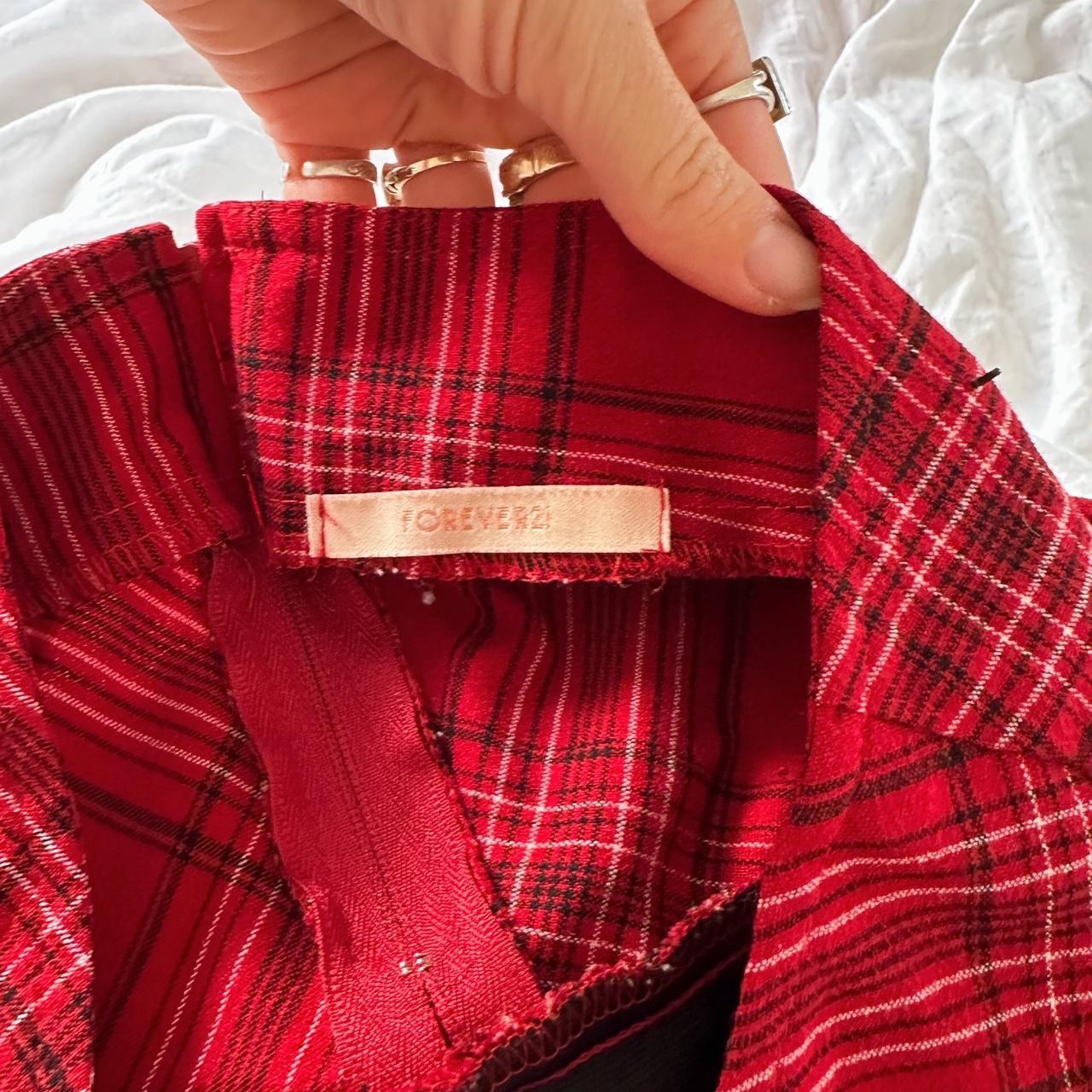 Vintage Forever 21 Red Plaid High Waisted Mini Skirt - Depop