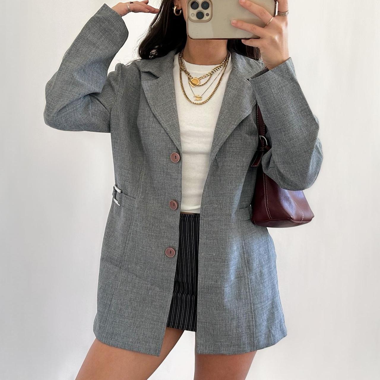 Silver grey hot sale blazer womens