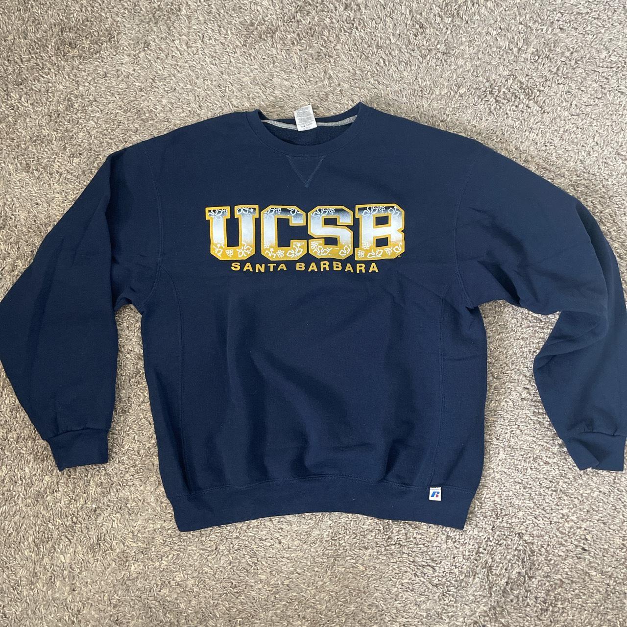 navy blue ucsb santa barbara college crewneck... - Depop