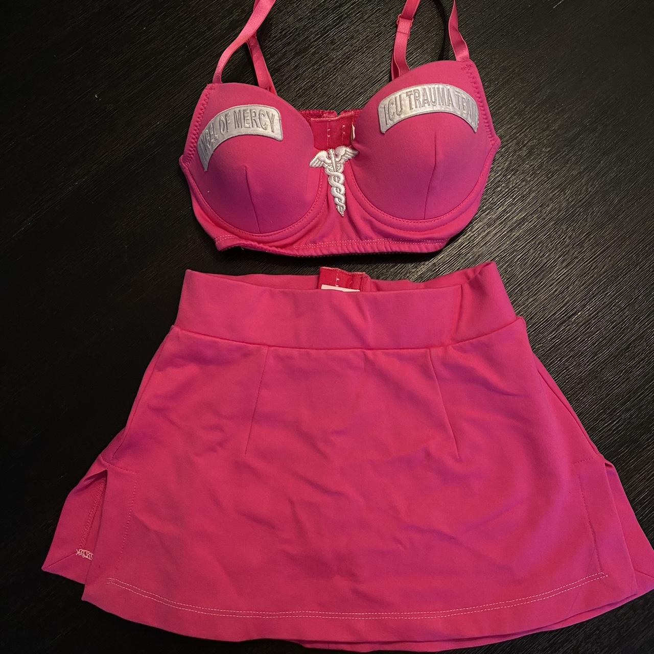 madison beer pink nurse costume top and bottom both... Depop