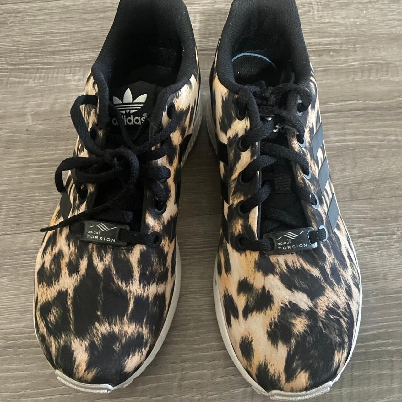 Adidas brown zx clearance flux animal print trainers