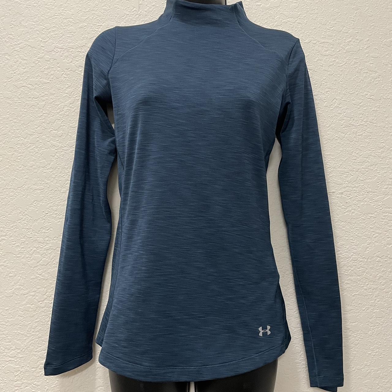 Under Armour, Tops, Under Armour Cold Gear Mock Neck Long Sleeve Blue Top  Womens Size Small