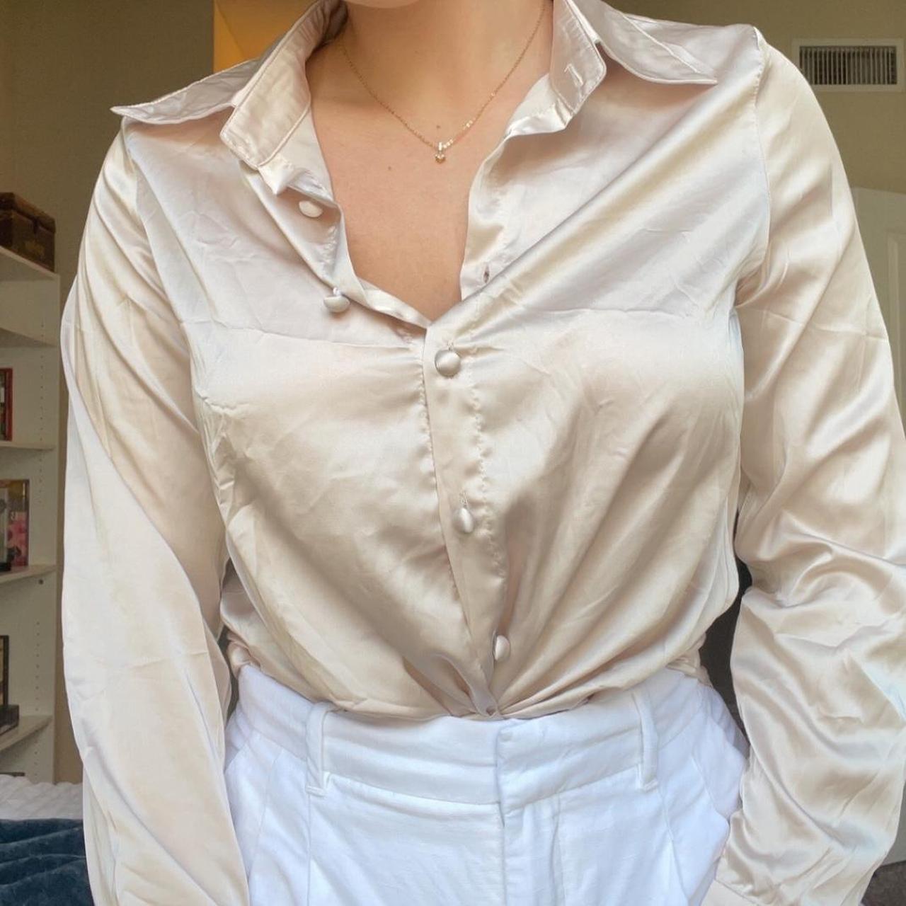 SHEIN Women's Gold and Tan Blouse | Depop