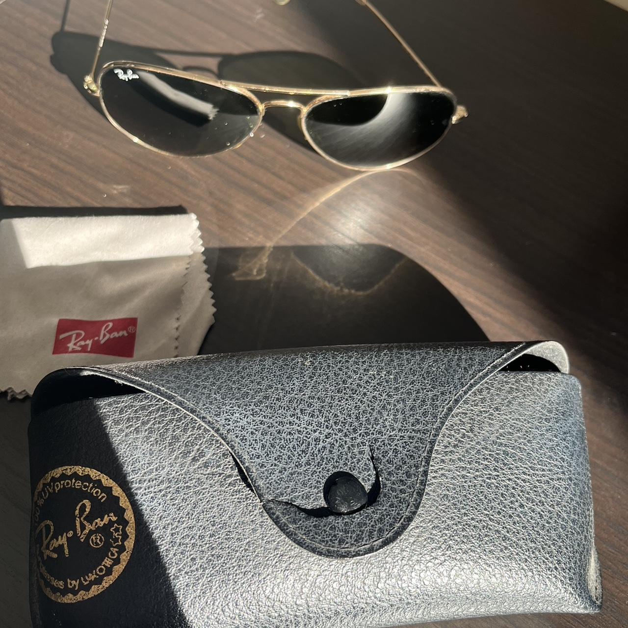 RayBan Women's Gold Sunglasses Depop