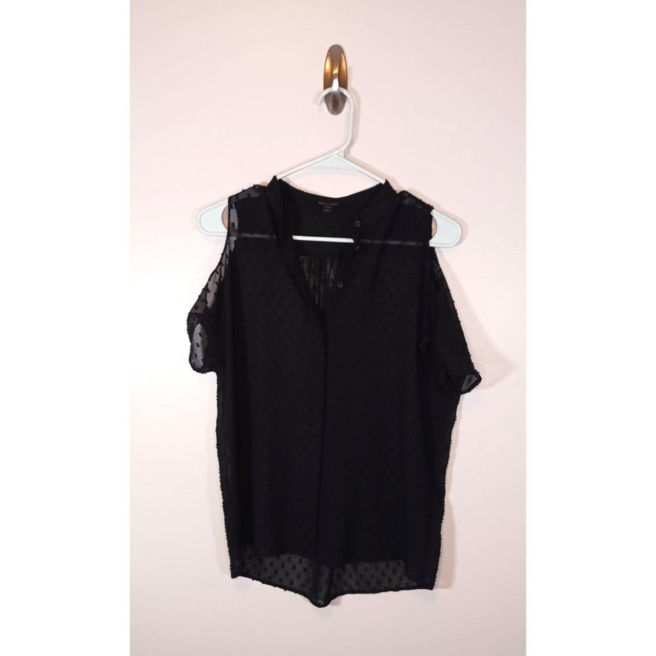 All Saints Irie Cold Shoulder Sheer Short Black... - Depop