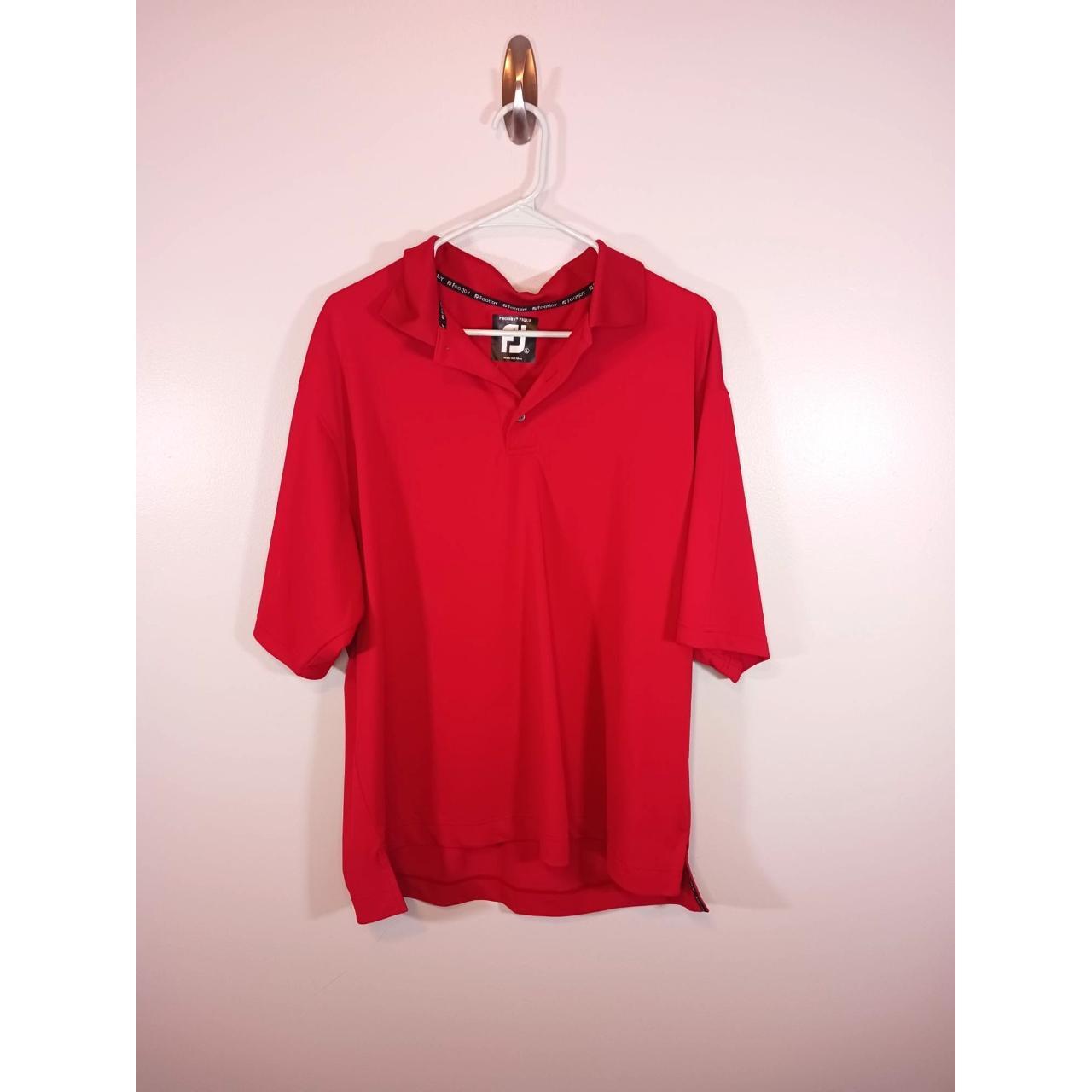 FootJoy Red Men's Golf Polo Size L. Small hole.... - Depop