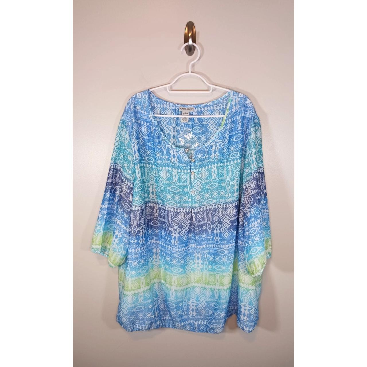 Catherines Boho Tunic 3/4 Sleeve Blouse Size 1X... - Depop