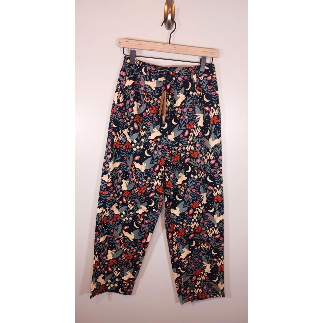 Princess Highway Floral Rabbit Print Cotton Pants... - Depop