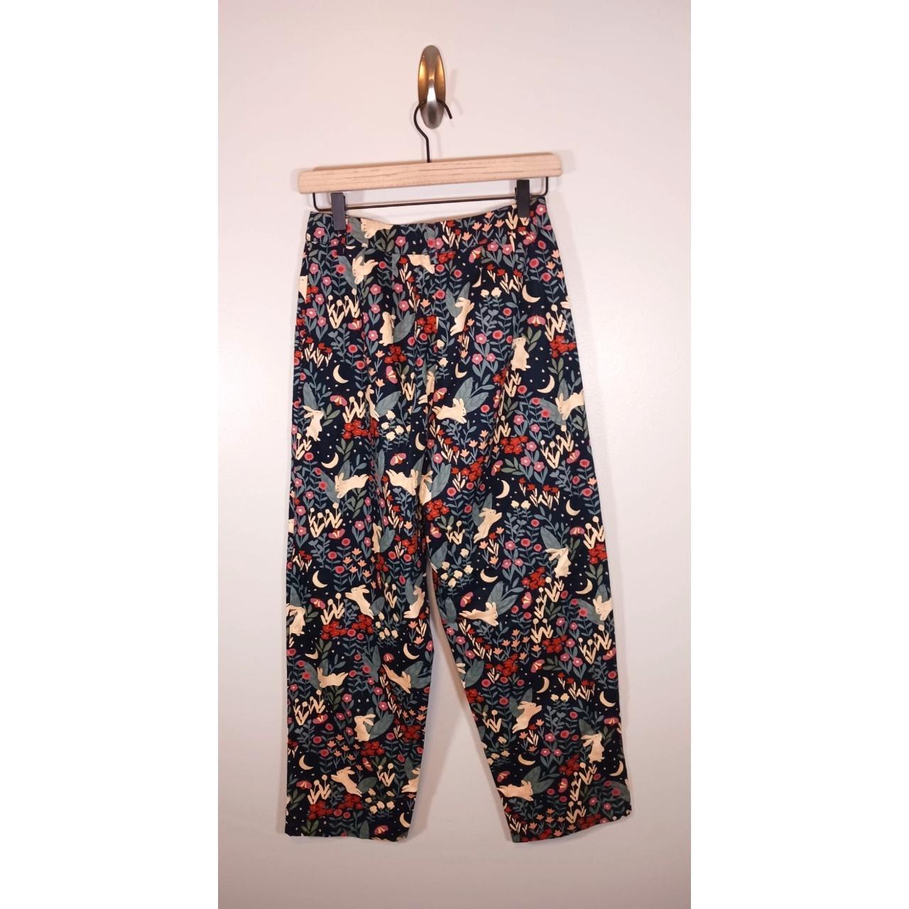 Princess Highway Floral Rabbit Print Cotton Pants... - Depop