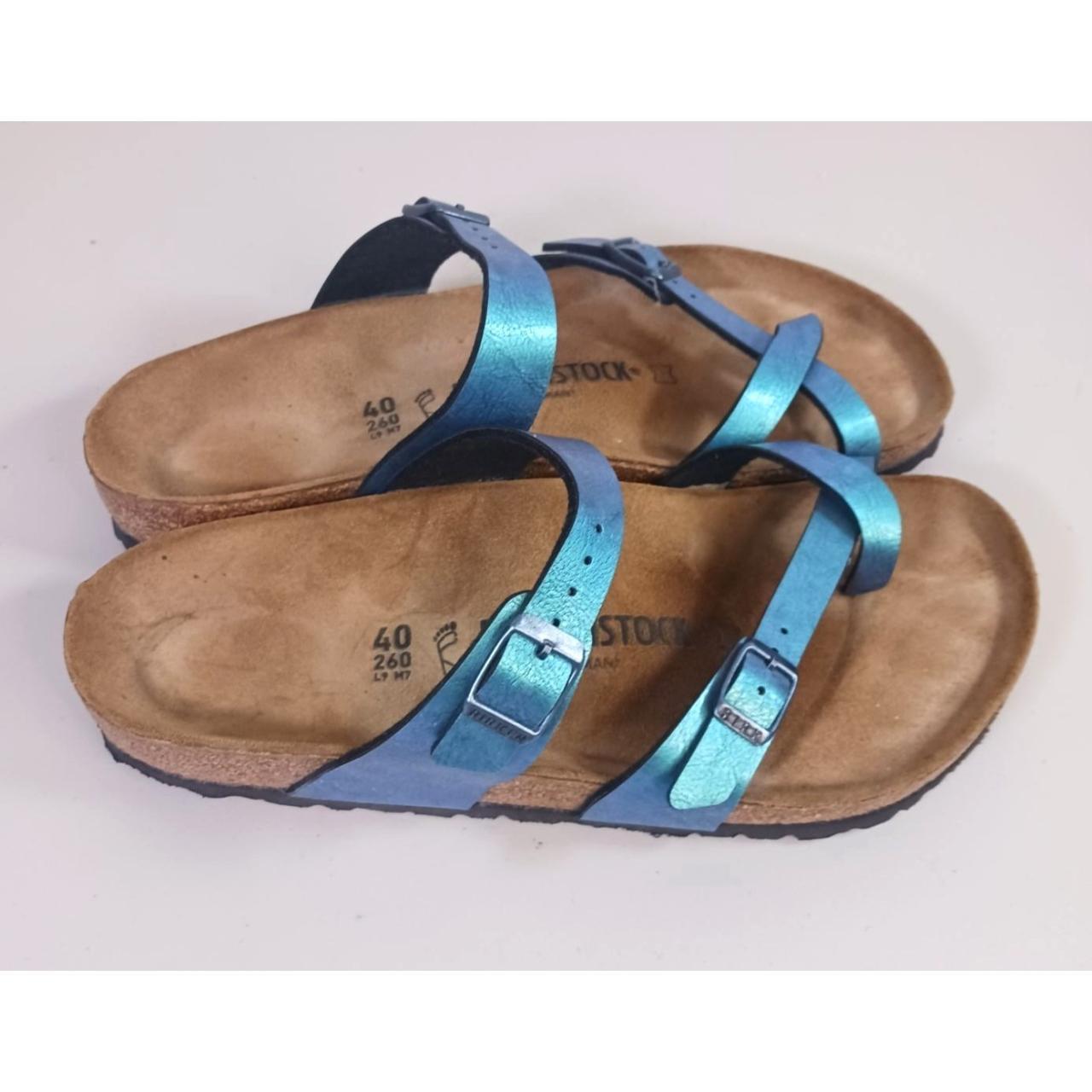 birkenstock mayari metallic blue