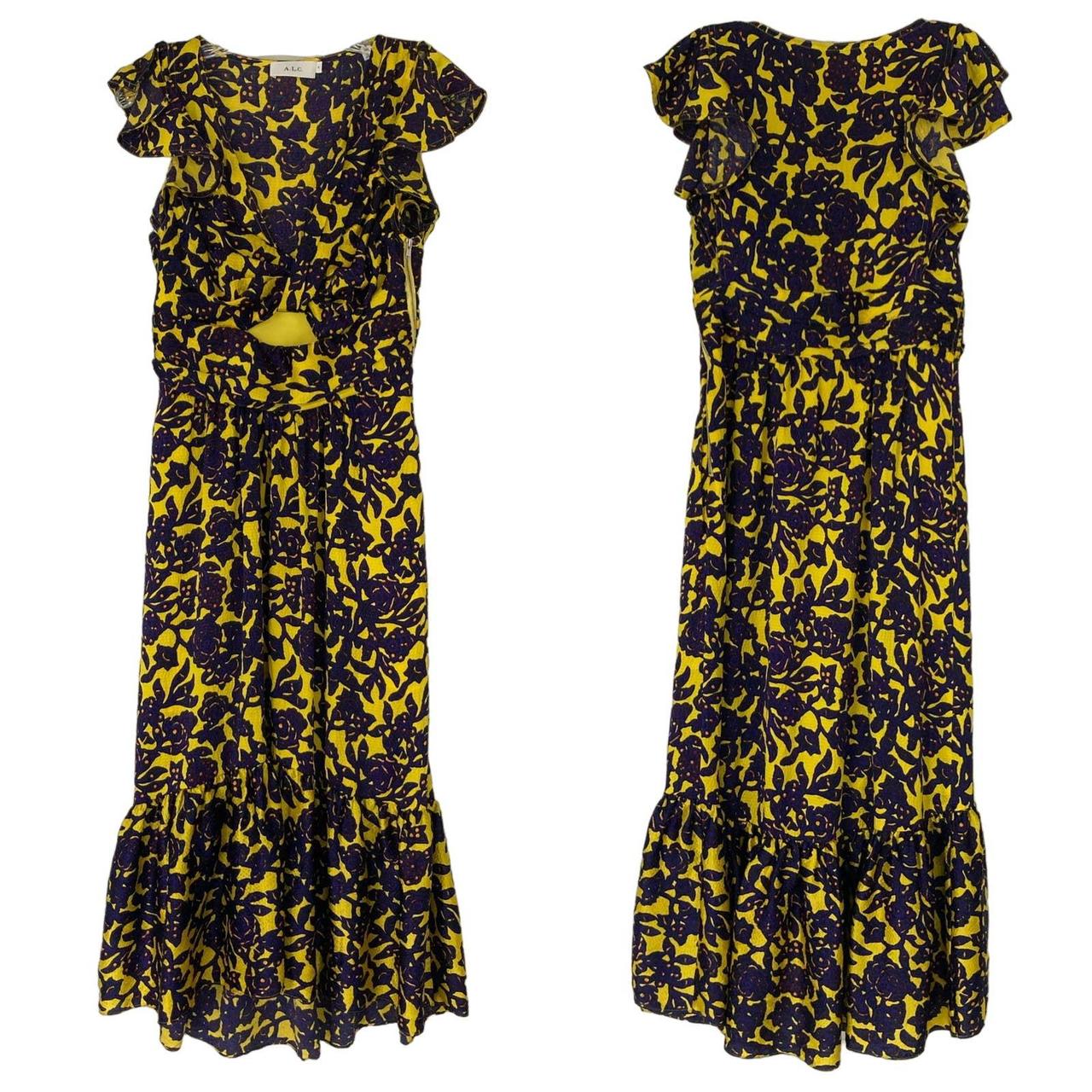 A.L.C Valencia Cutout Floral Print Silk Dress Maxi Depop