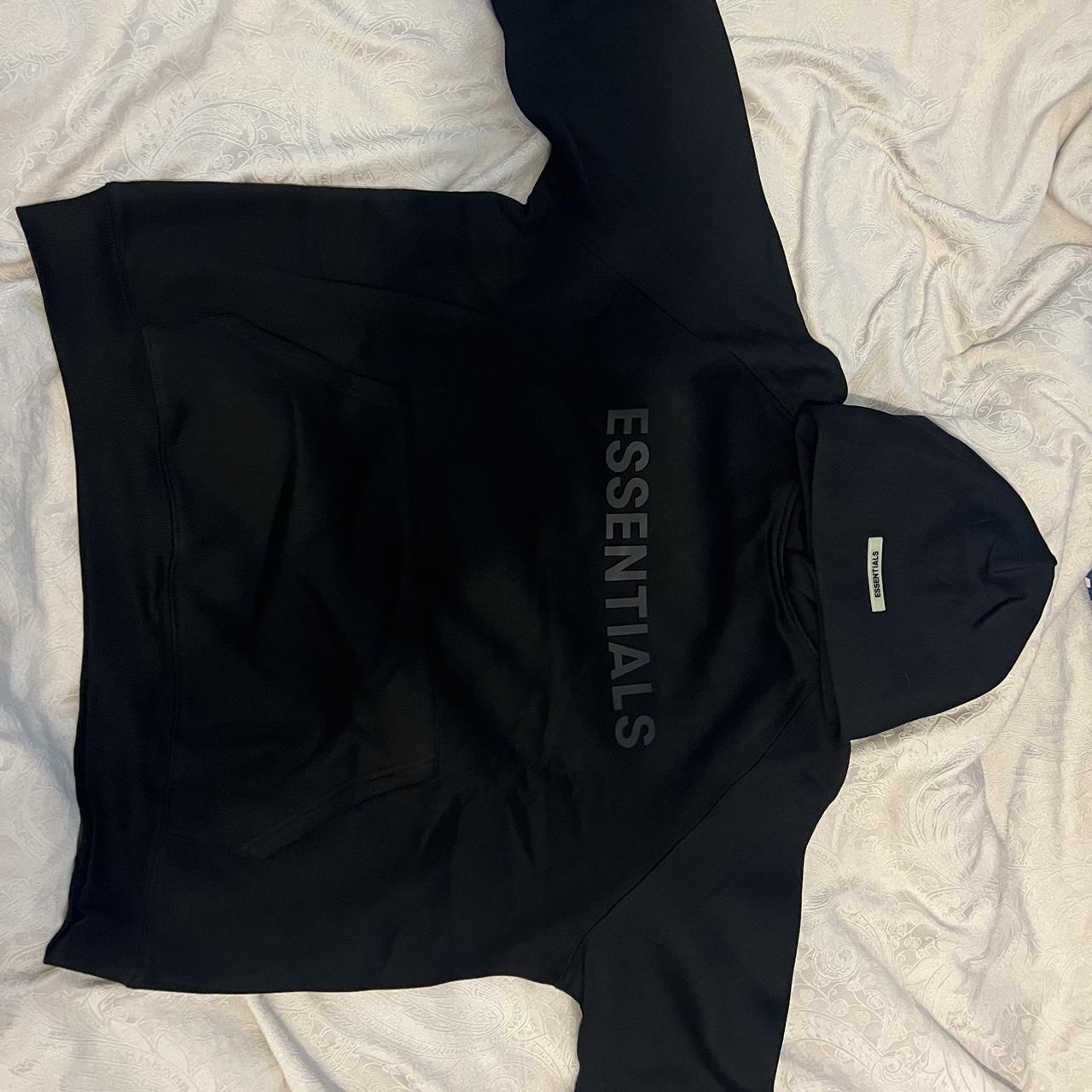 Essentials Fear Of God Hoodie Black - Depop