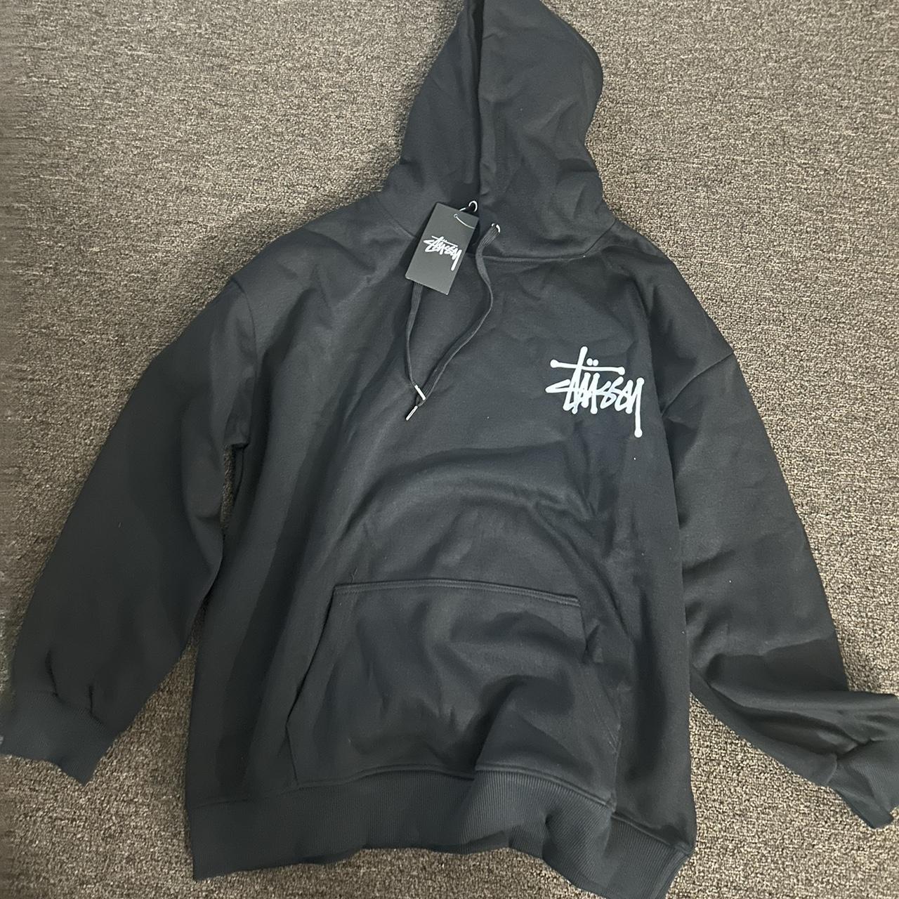 basic black Stussy Hoodie Size L Fits more like a... - Depop