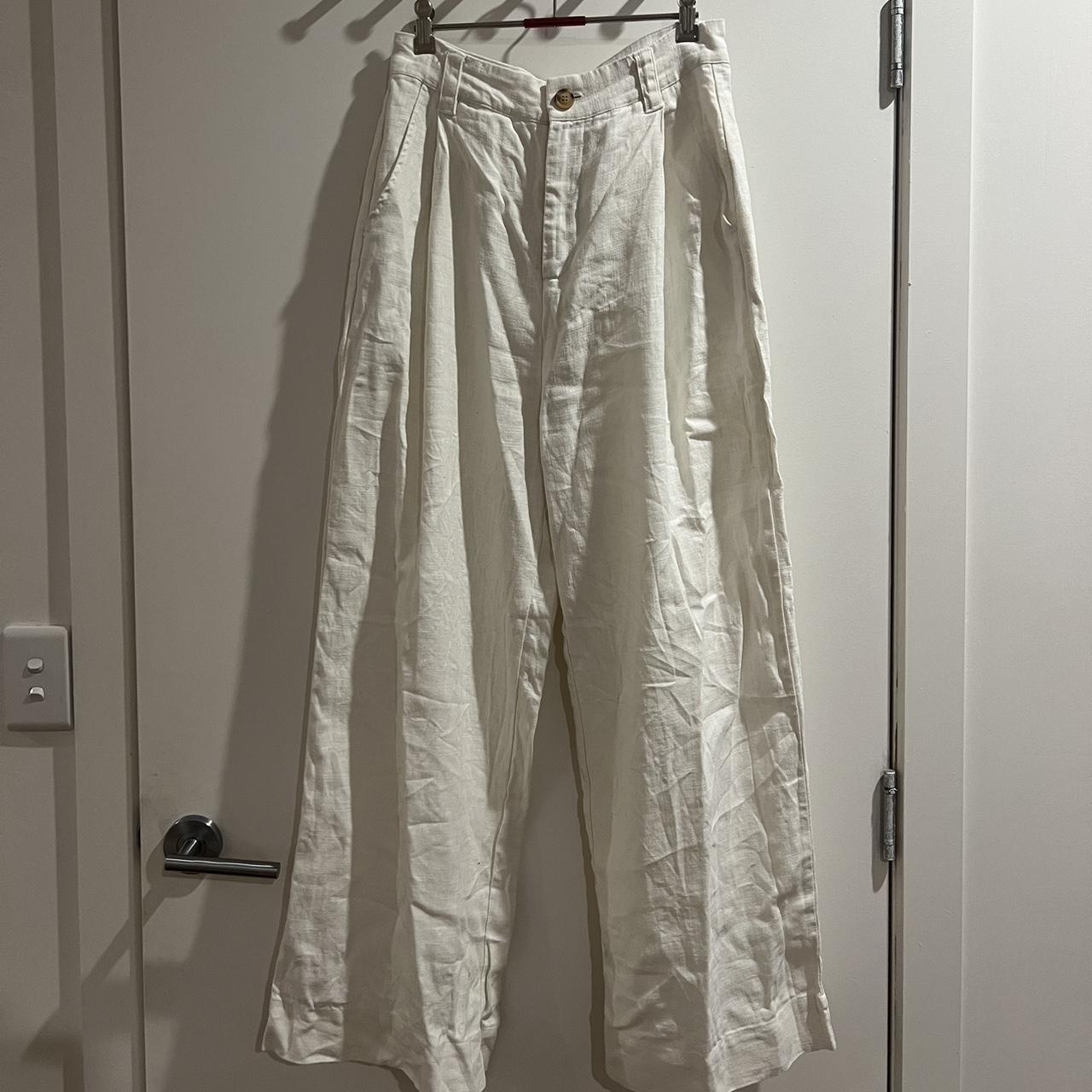 GHANDA size 10 wide leg white pants RRP 80 Open to... Depop