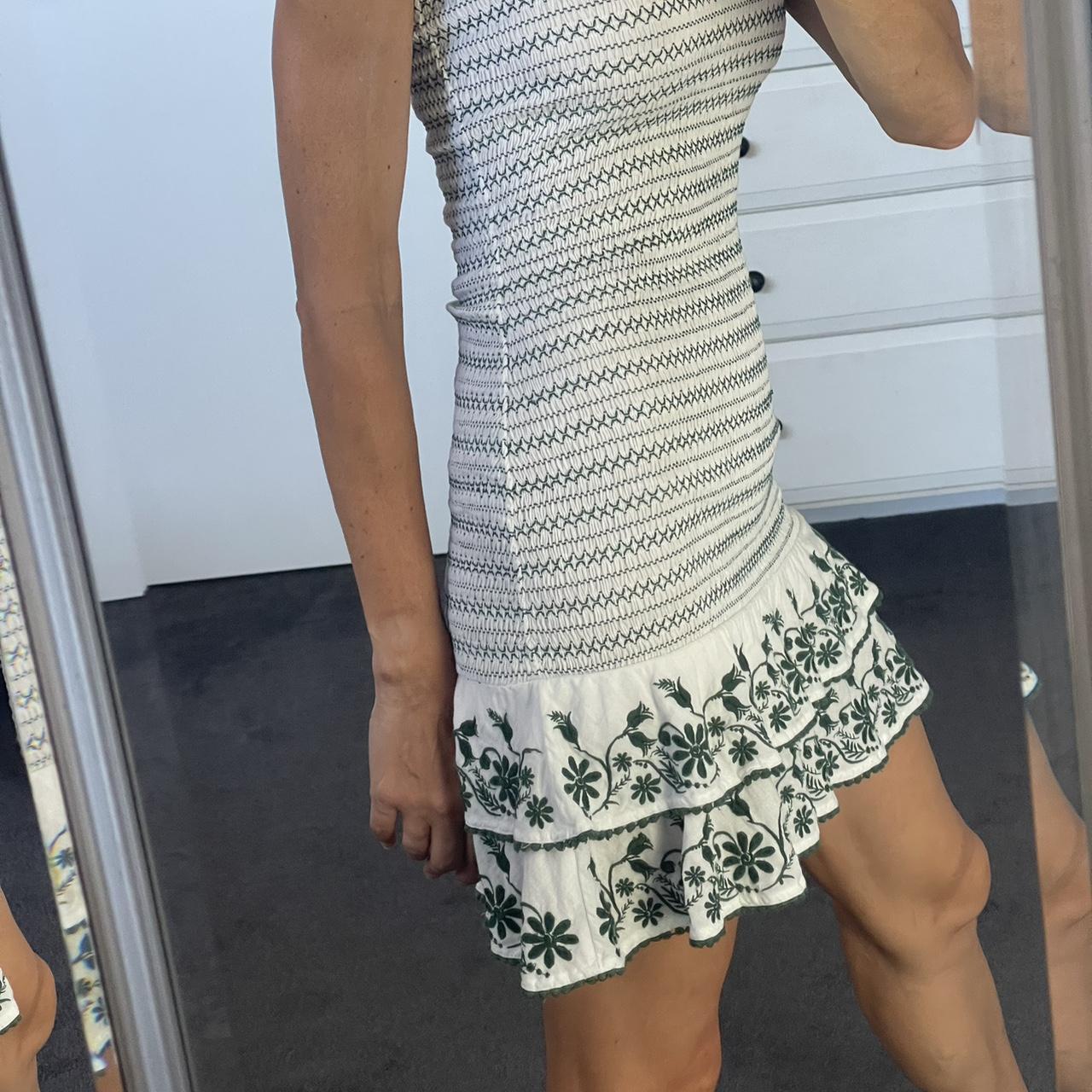 Tigerlily shirred dress, green and white. So so... Depop