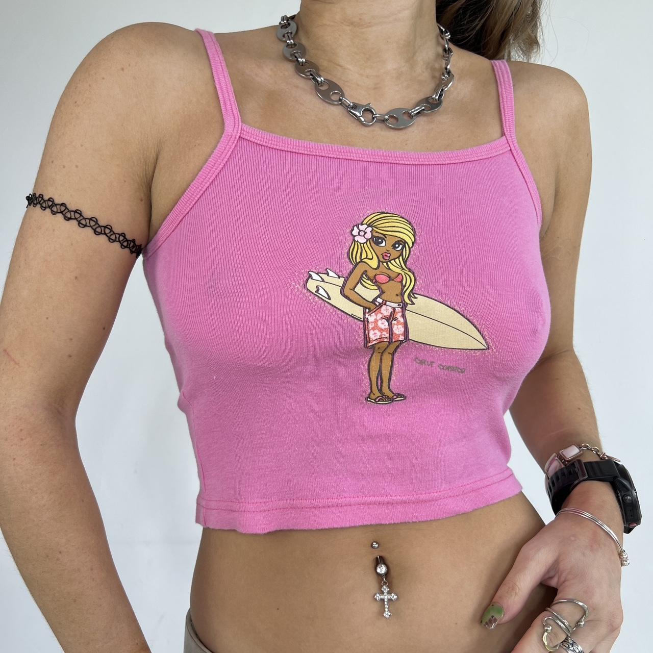 Vintage 90s crop top with cartoon surfer girl ✢ age | Depop