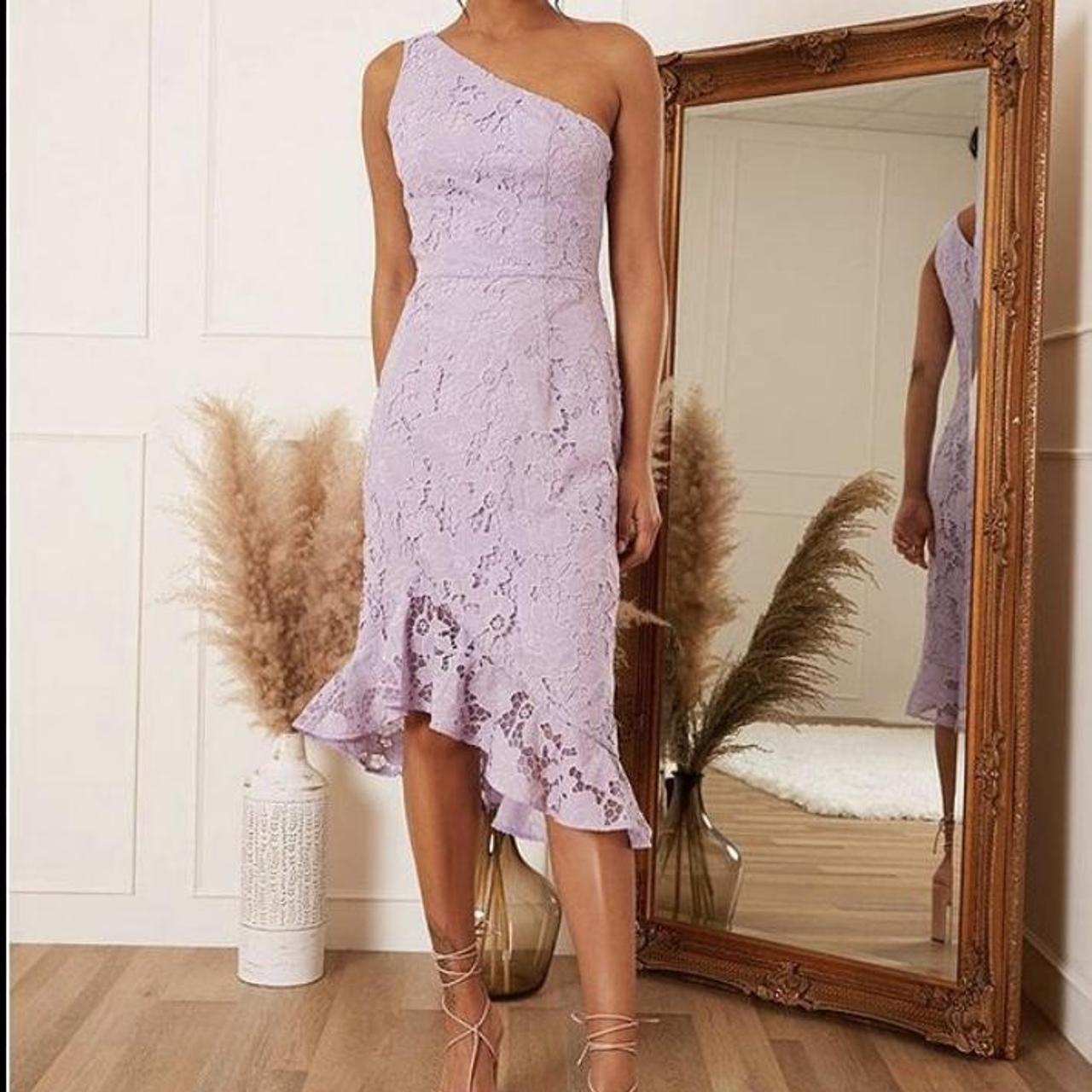 Chi Chi London One Shoulder Lace Midi Dress