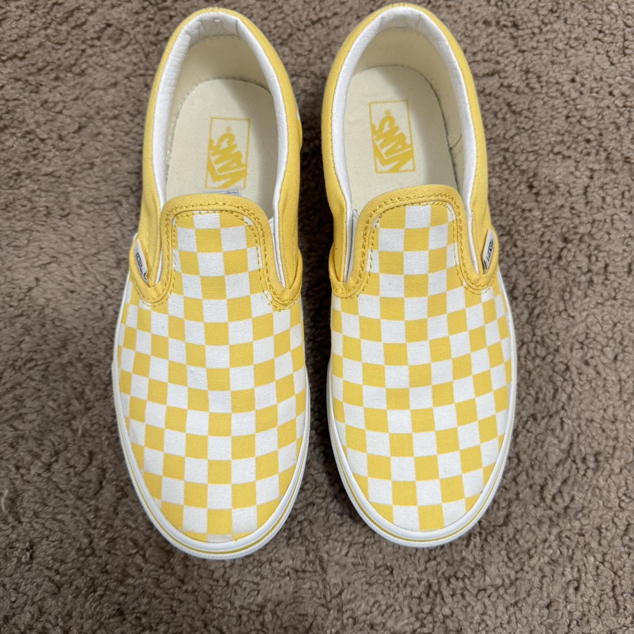 Yellow checkerboard 2024 vans sneakers