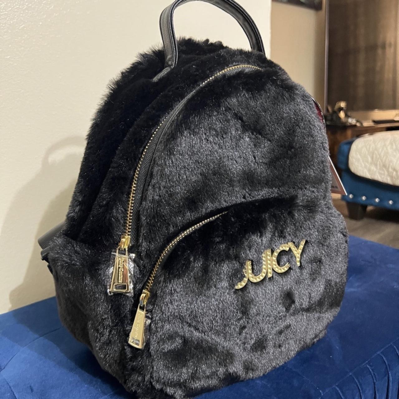 Black fur backpack best sale