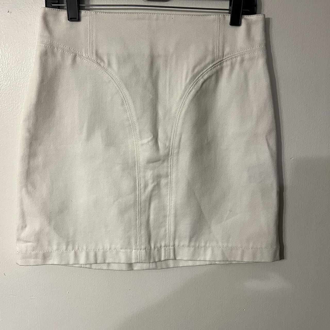 White jean skirt with clearance zipper