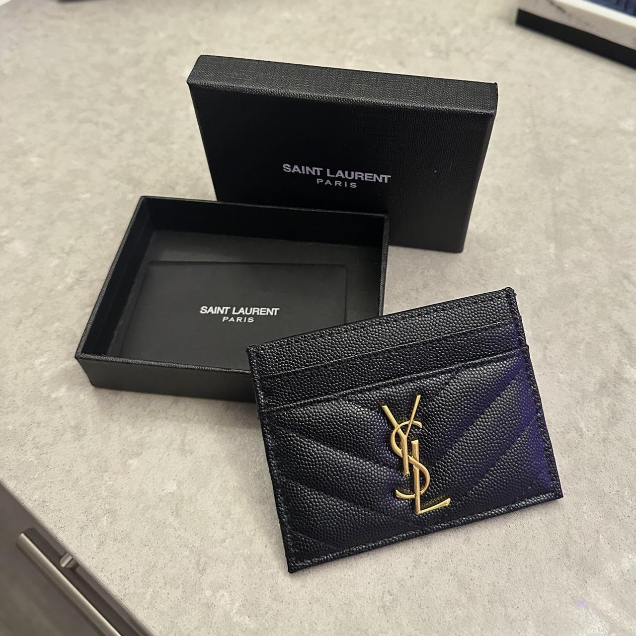 YSL CARD HOLDER 🖤 Black/ Gold Grain Leather Fast... Depop