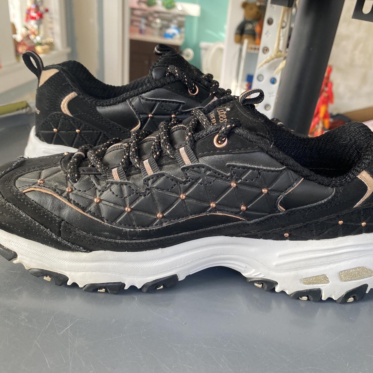 Skechers D Lites Sneakers Womens 8 Black Rose Gold. Depop