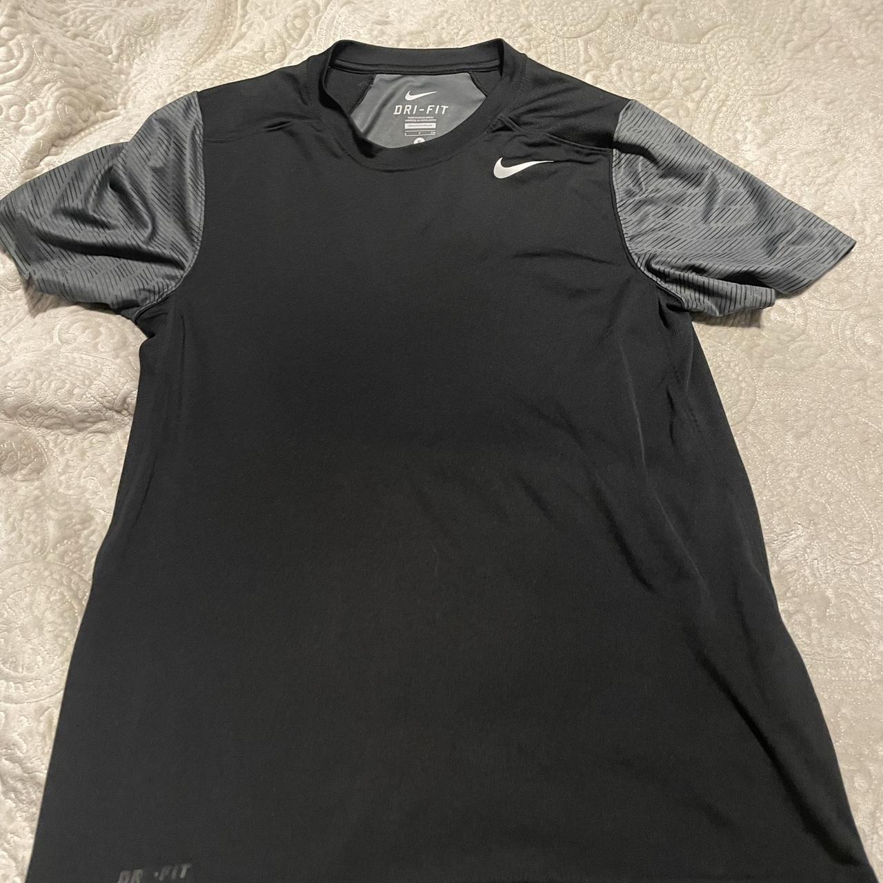 Nike Dri Fit Black and Grey Baseball Tee Size small Depop