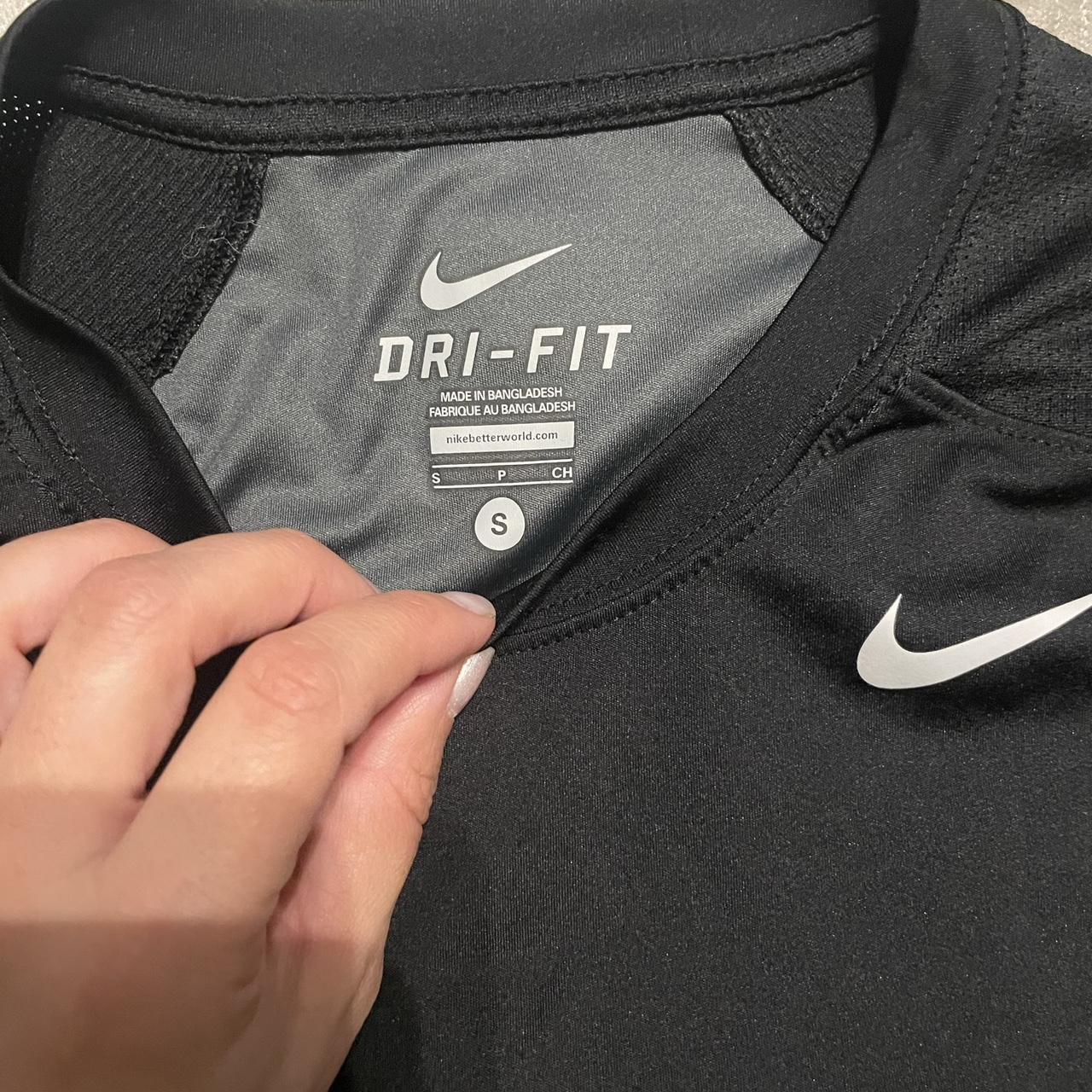 Nike Dri Fit Black and Grey Baseball Tee Size small Depop