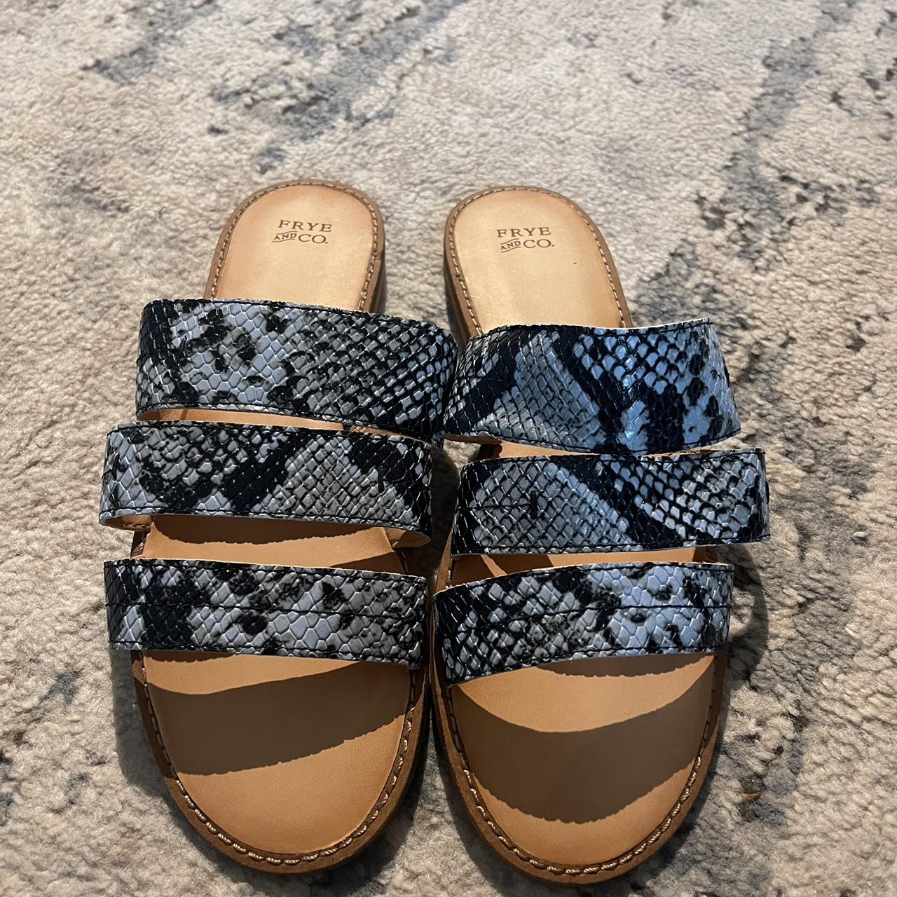 Blue discount snakeskin sandals