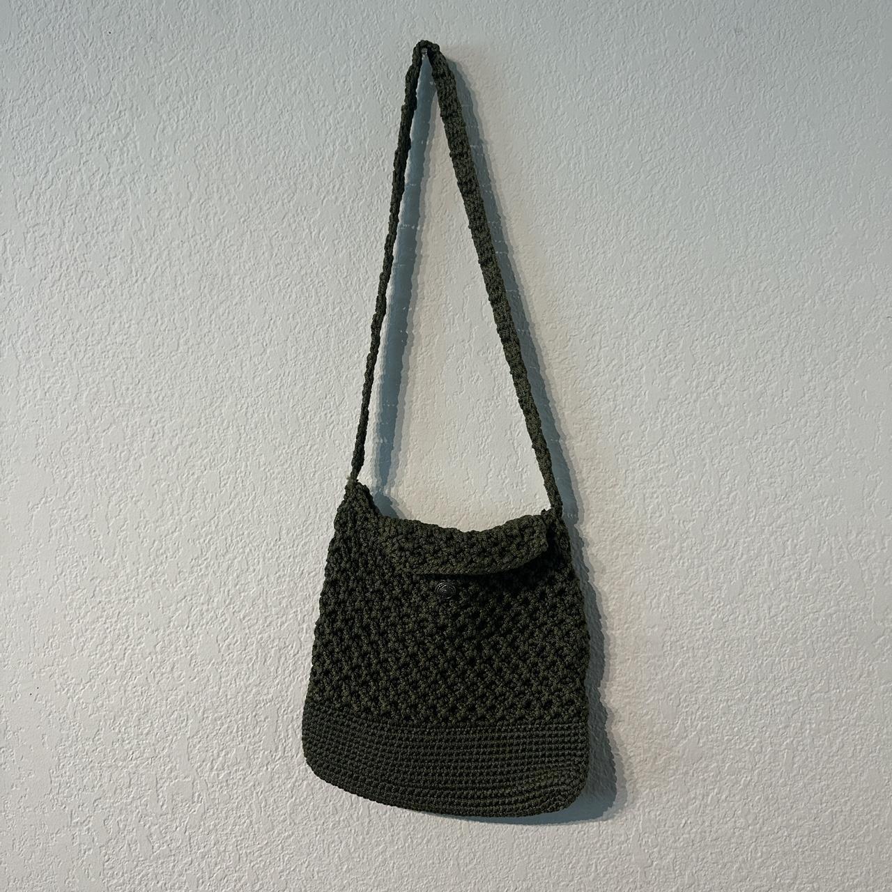 Women's Flap-Style Square Handbag - Decorative Stitching / Gold Chain Strap  / Dark Green
