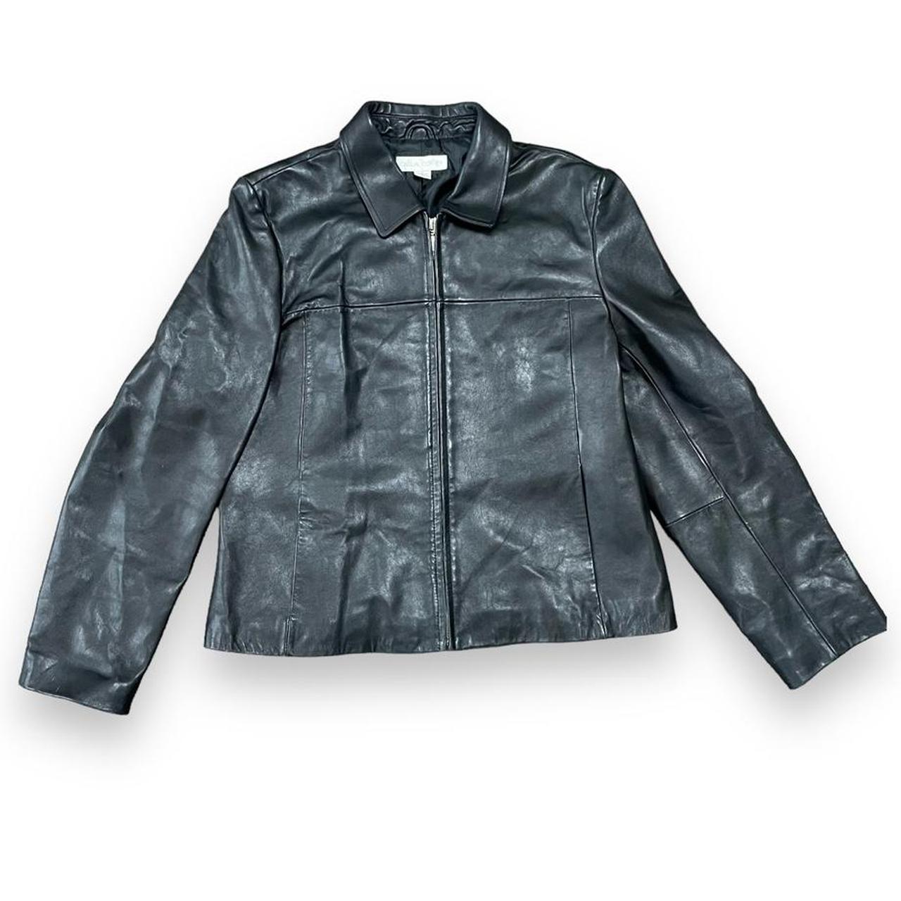 Casual Corner Leather Jacket Womens Large Black Full... Depop