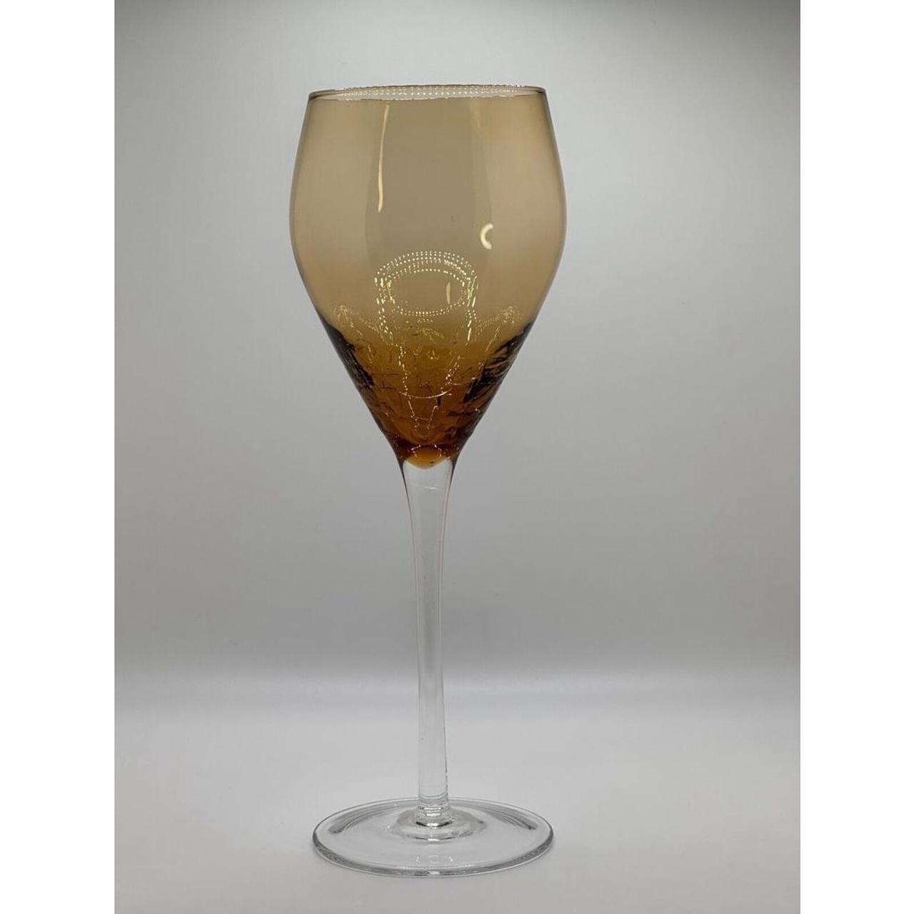 4 Amber Crackle (Golden Luster) White Wine Glasses - Depop