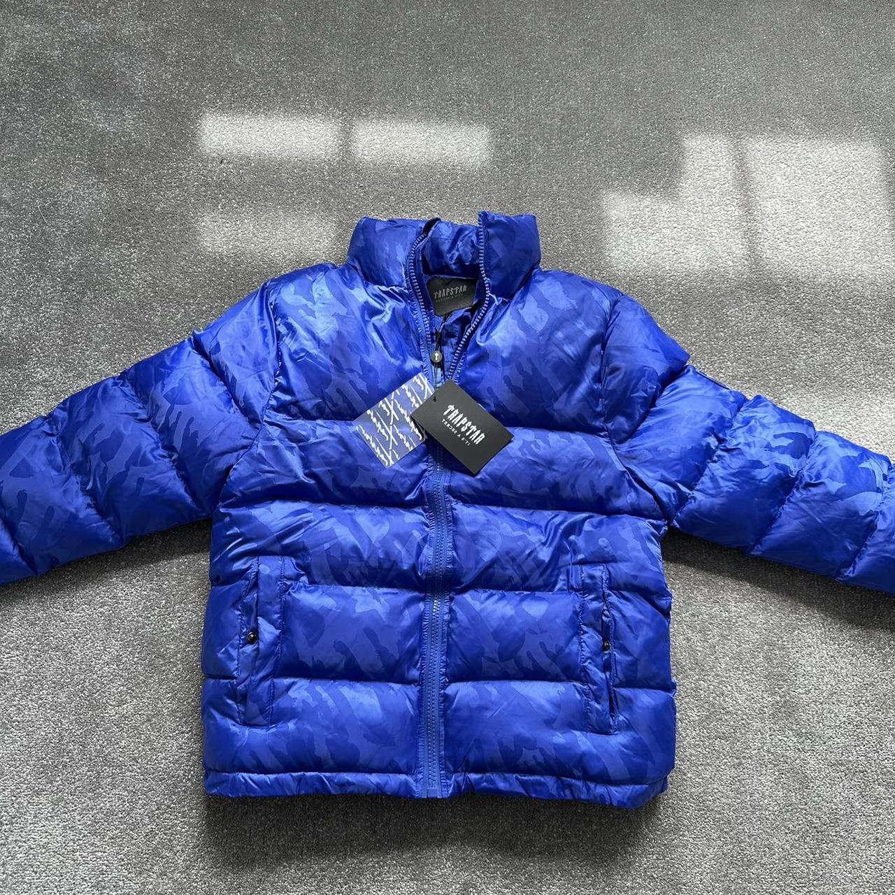 TRAPSTAR T JACQUARD PUFFER JACKET DAZZLING BLUE... Depop