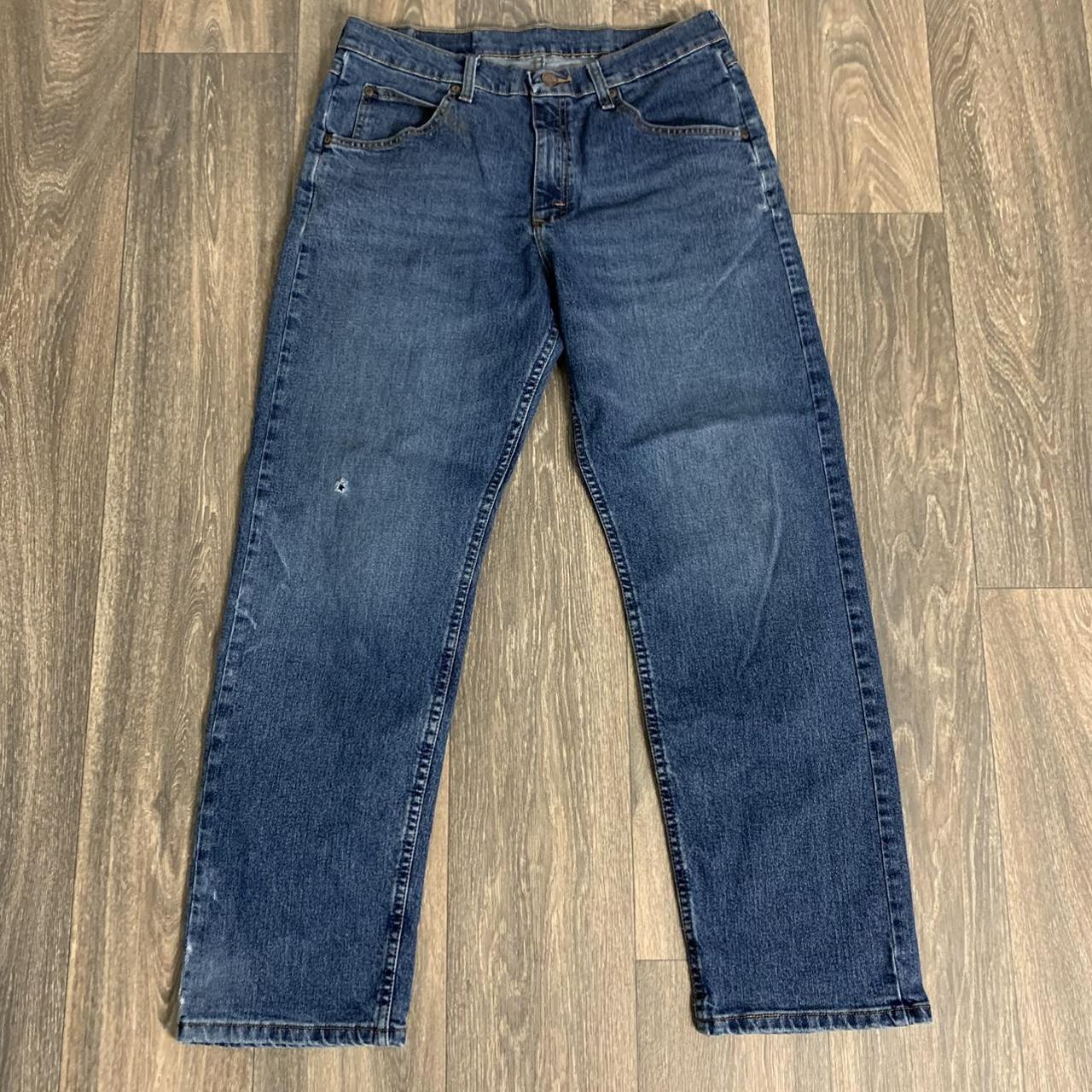 Dark Blue Relaxed fit Wrangler Jeans - Depop