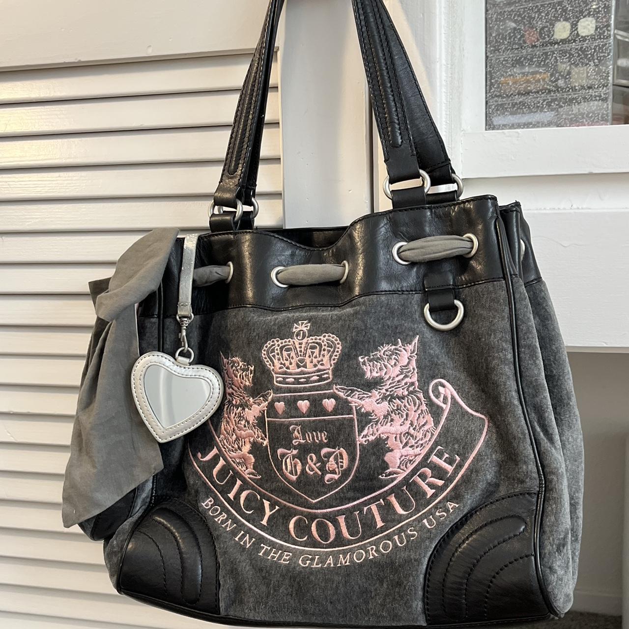 Juicy Couture Women's Grey and Pink Bag | Depop