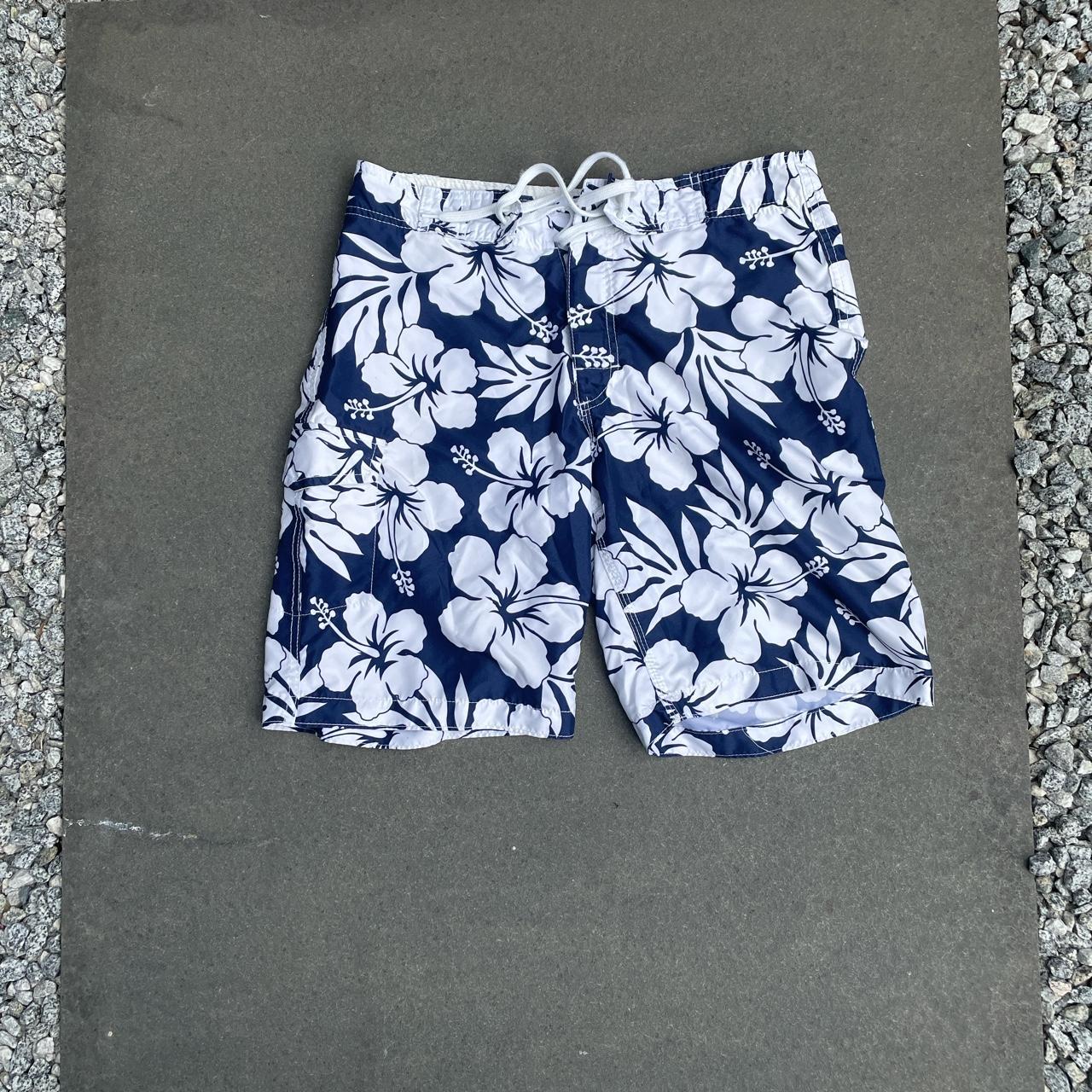 Paisley Print Swim Trunks Real nice navy blue - Depop