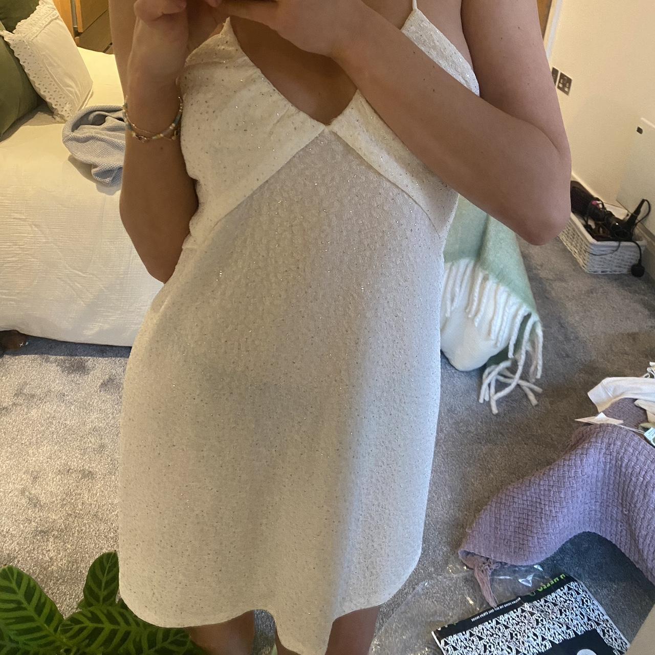 Floaty white slip dress - Depop