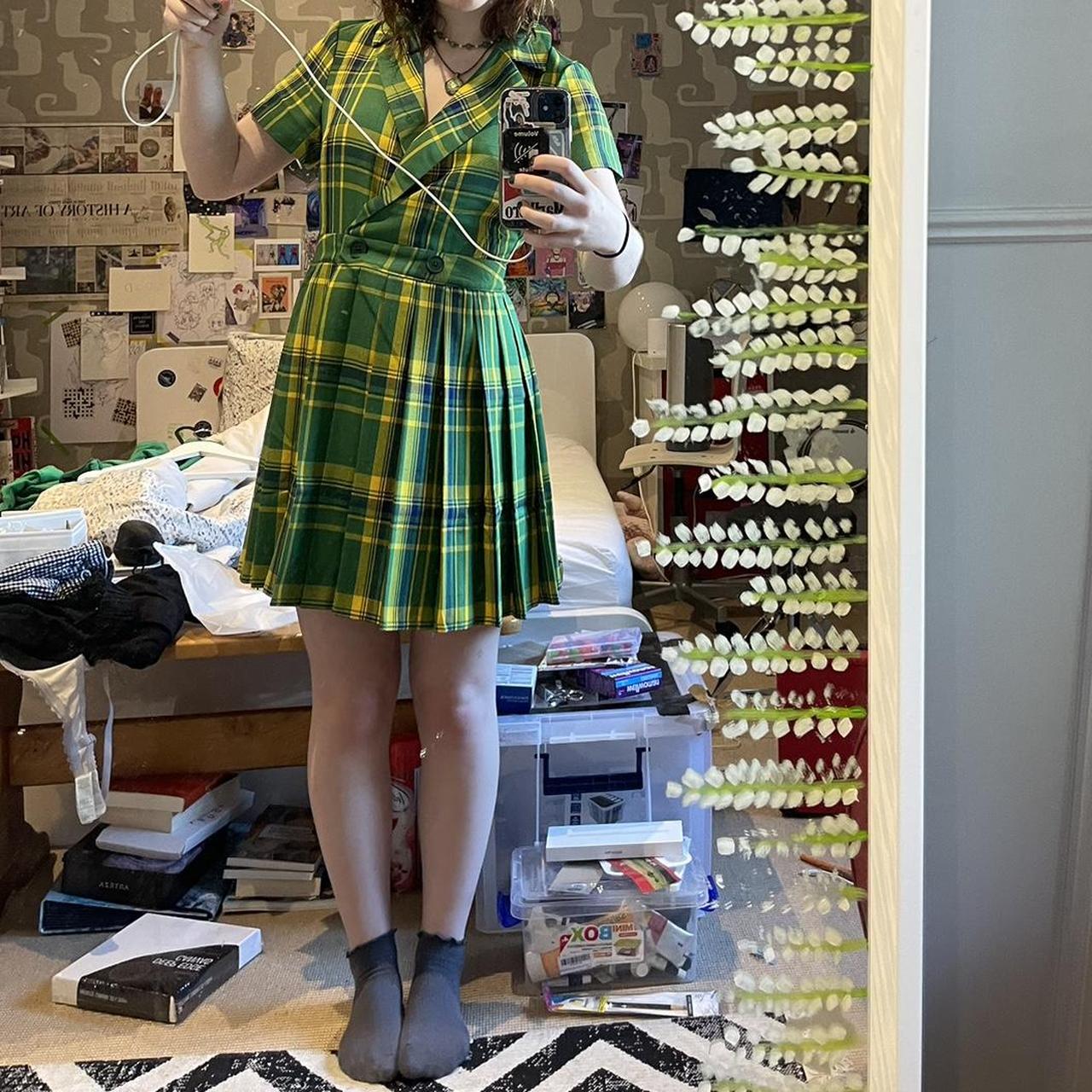 green plaid dress that can be both dressed up and... - Depop