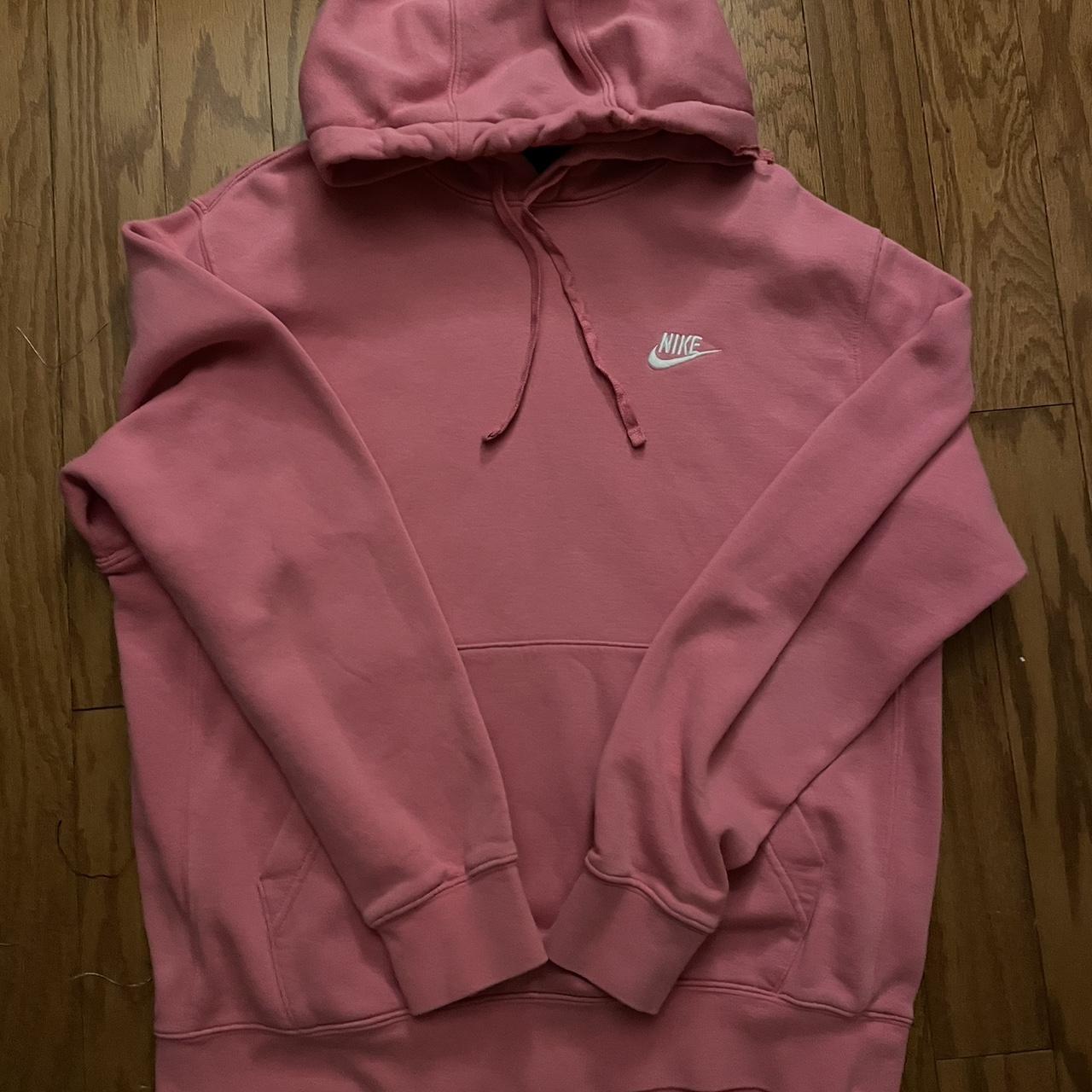 Nike pink hoodie men s L Good condition Only flaw. Depop