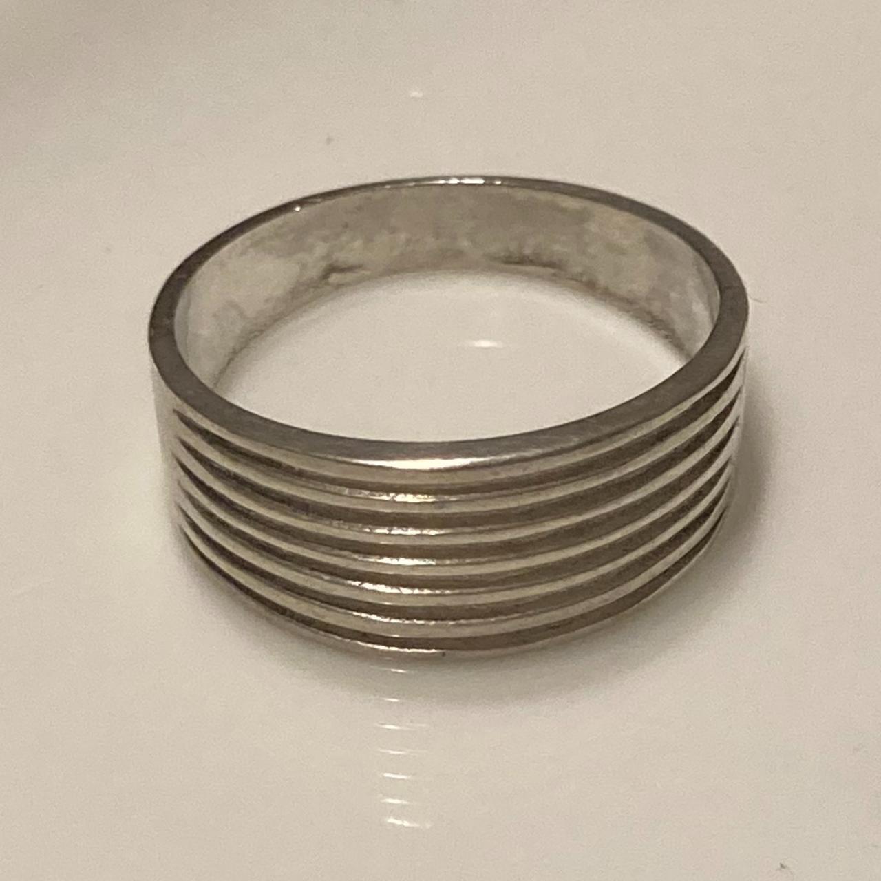 Vintage Marsala Sterling Silver Ribbed Band Ring,