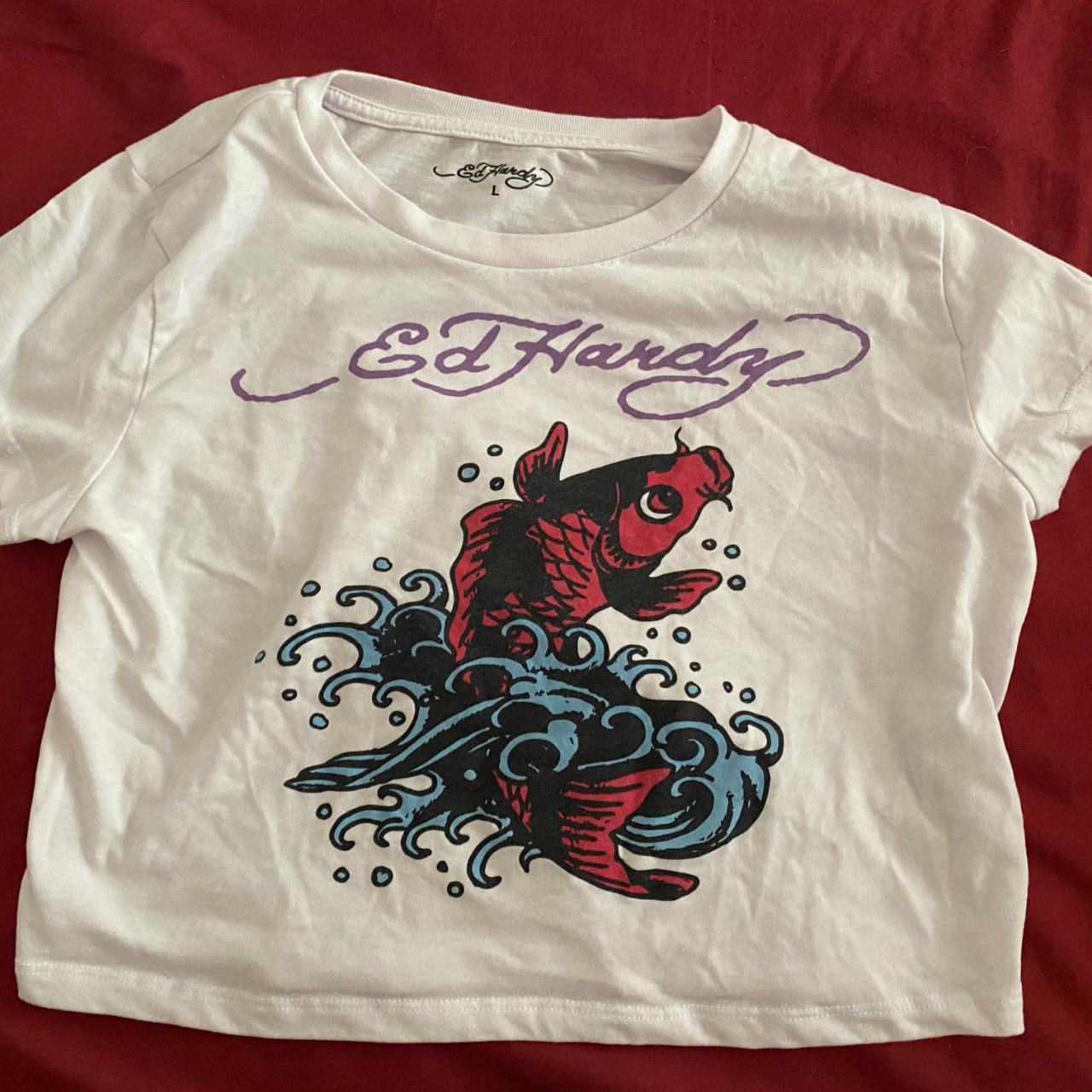 Ed Hardy Koi Fish Baby Tee. Never worn, new without... - Depop