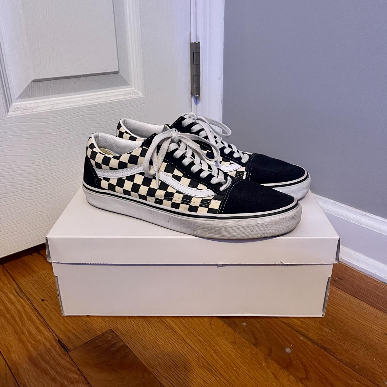 black and white checkerboard vans old skool