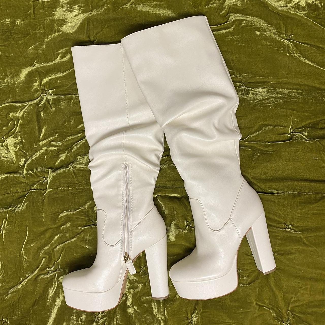 JLO Primitina Knee High White Platform Boots Size... Depop