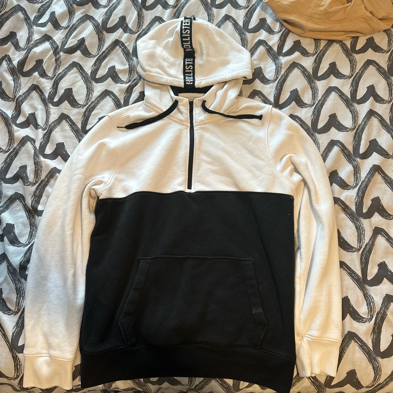 Black and white Hollister hoodie Thank you for - Depop