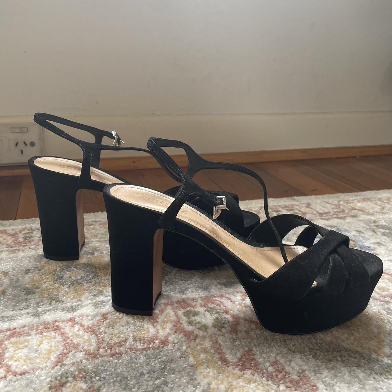 schutz black strappy heels