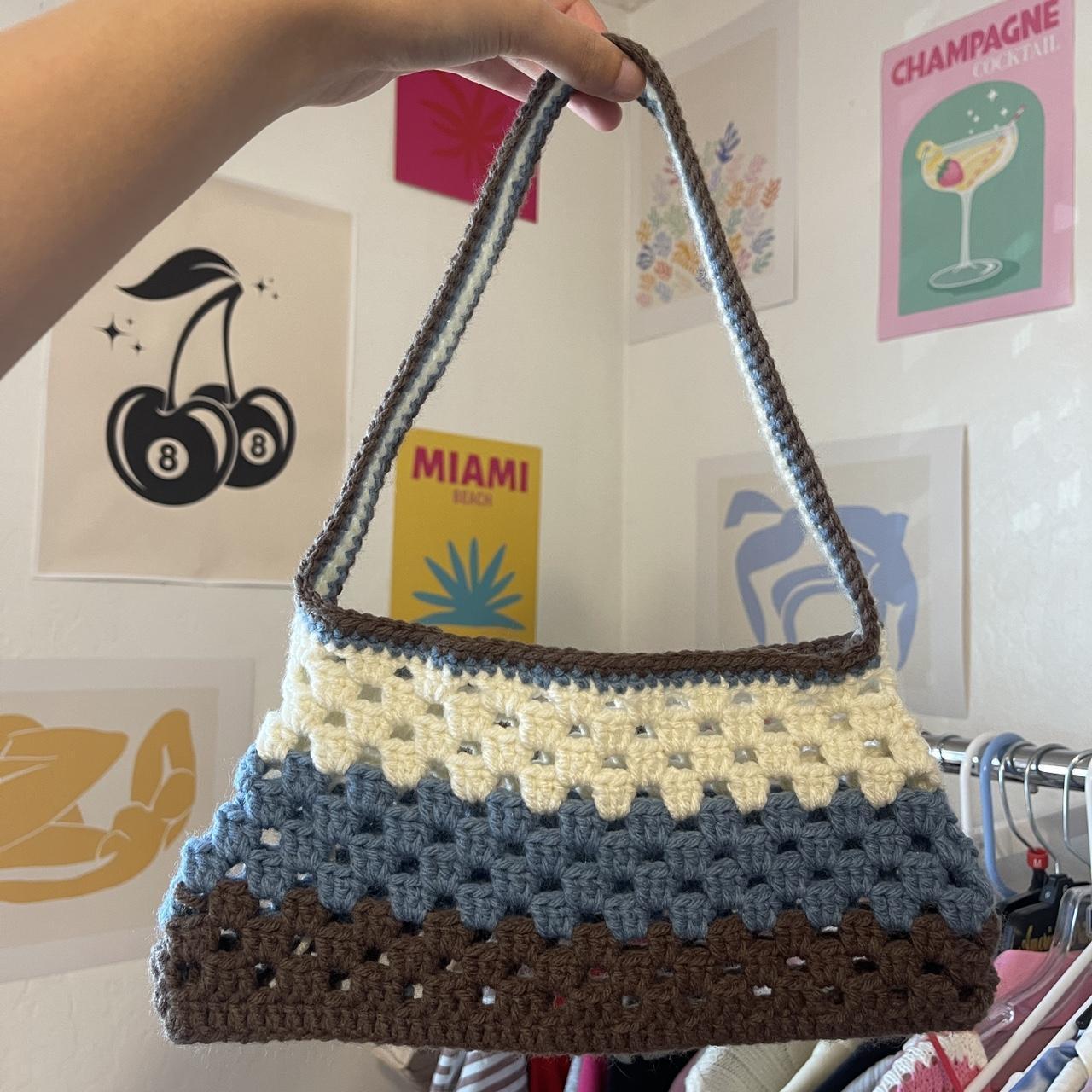 Colorful handmade (by me) crochet tote. Both sides - Depop