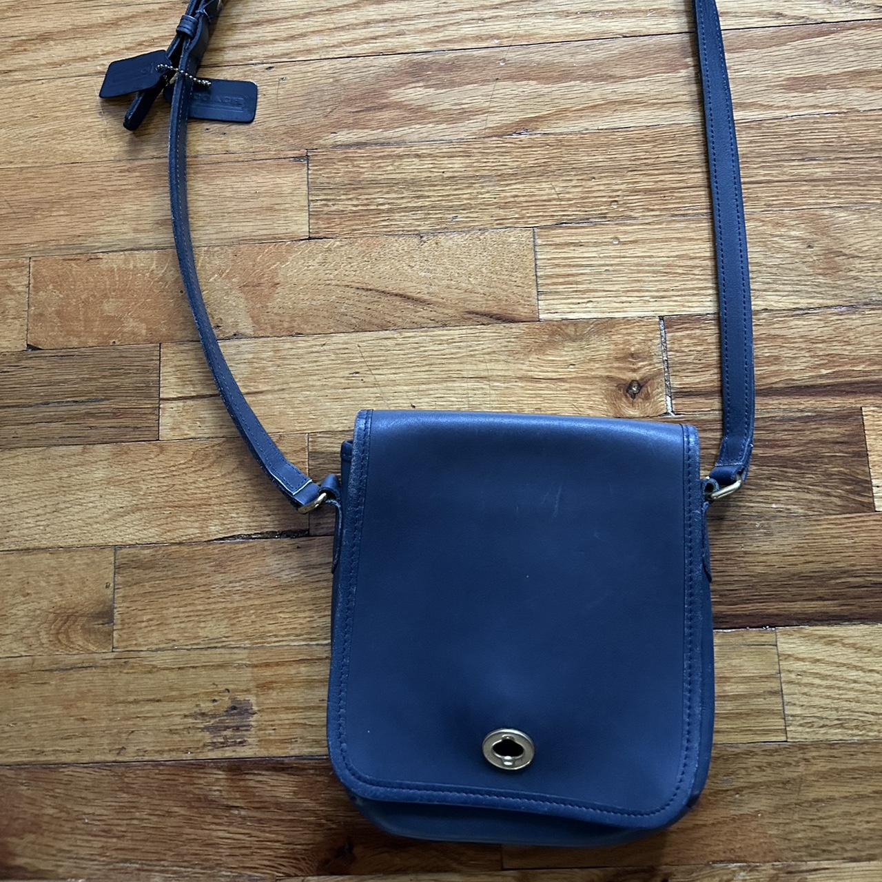 Vintage navy blue coach bag for sale! Measures 9... - Depop