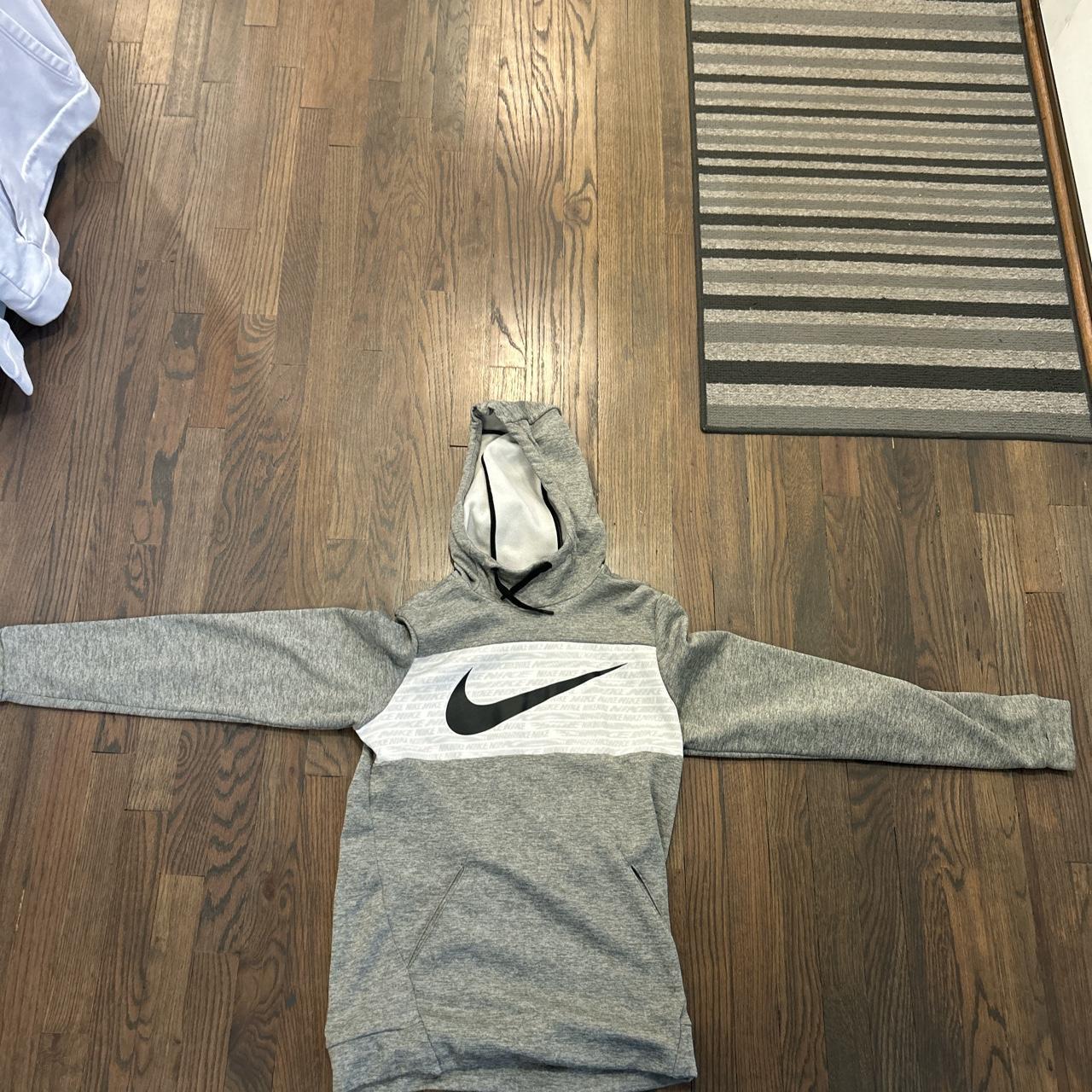 Grey and white Nike drifit hoodie in great... Depop