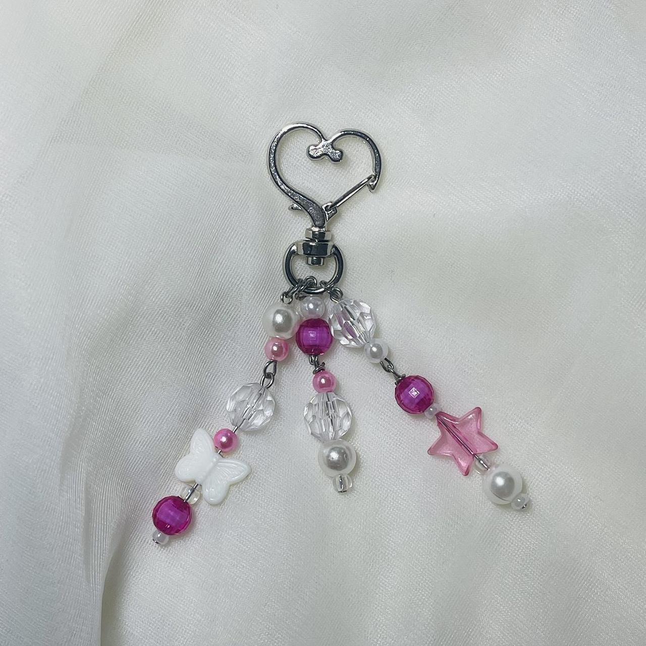 hot pink heart clip keychain ⋆｡˚ ⋆ handmade ♡ all... - Depop