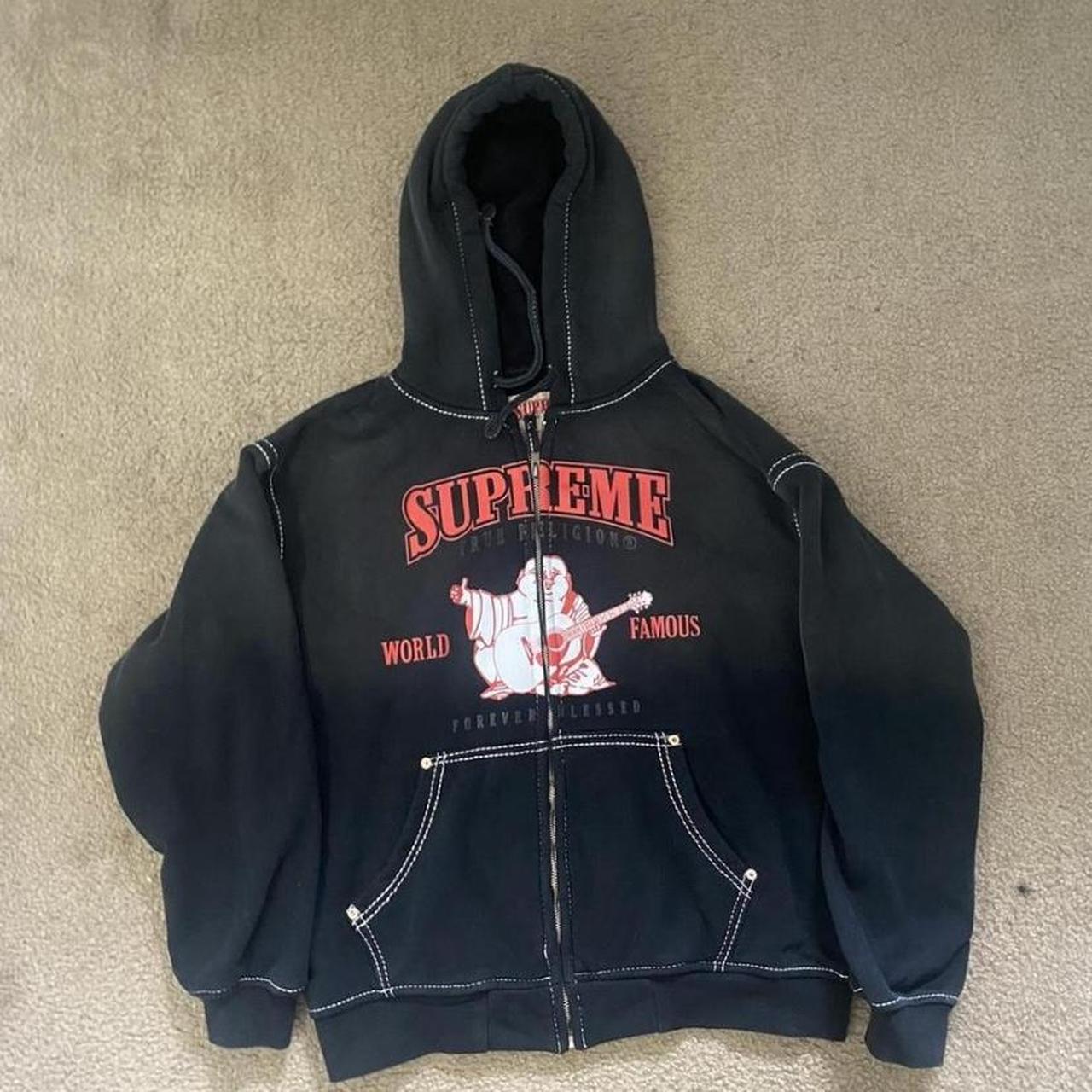 Supreme Men's Red and Black Hoodie | Depop